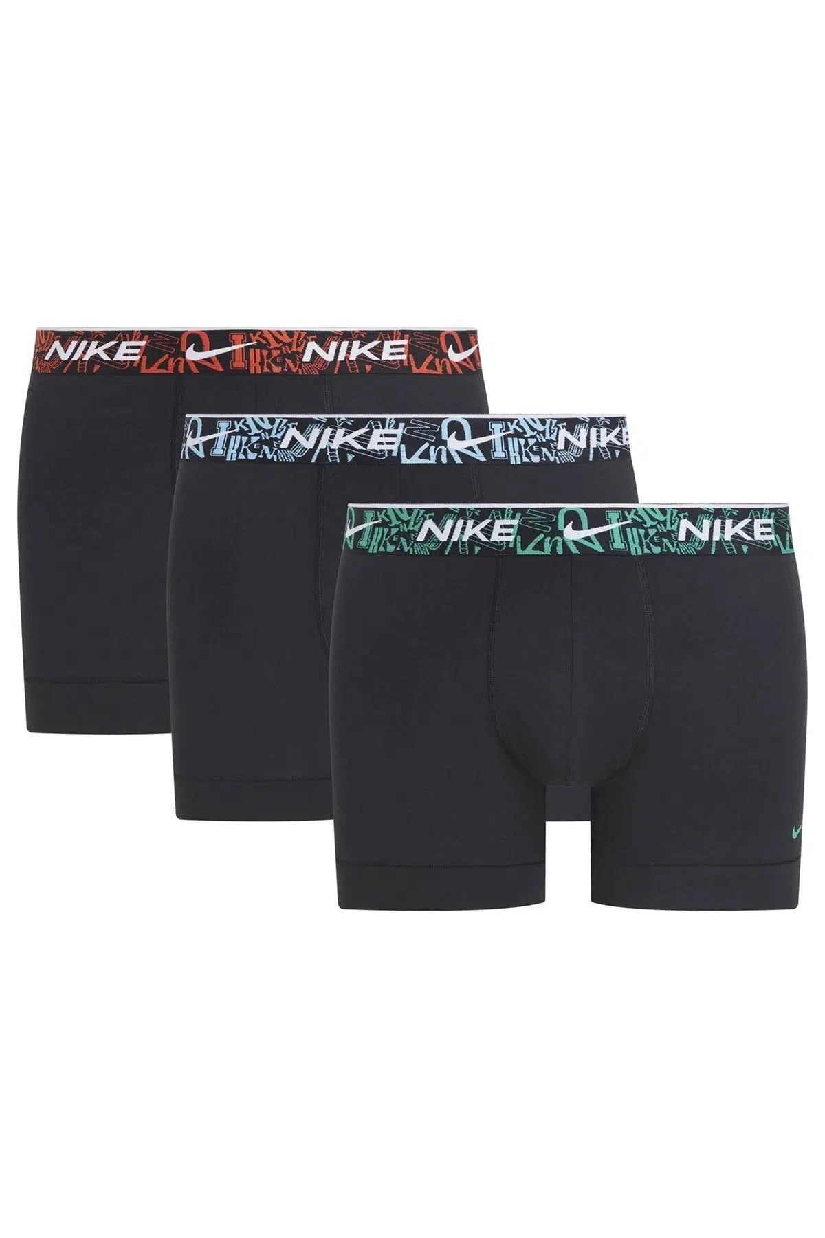 Nike Dri Fit Ultra Stretch 3 Pack Micro 3 lü Paket Kısa Boxer Siyah 3 Renk Bantlı