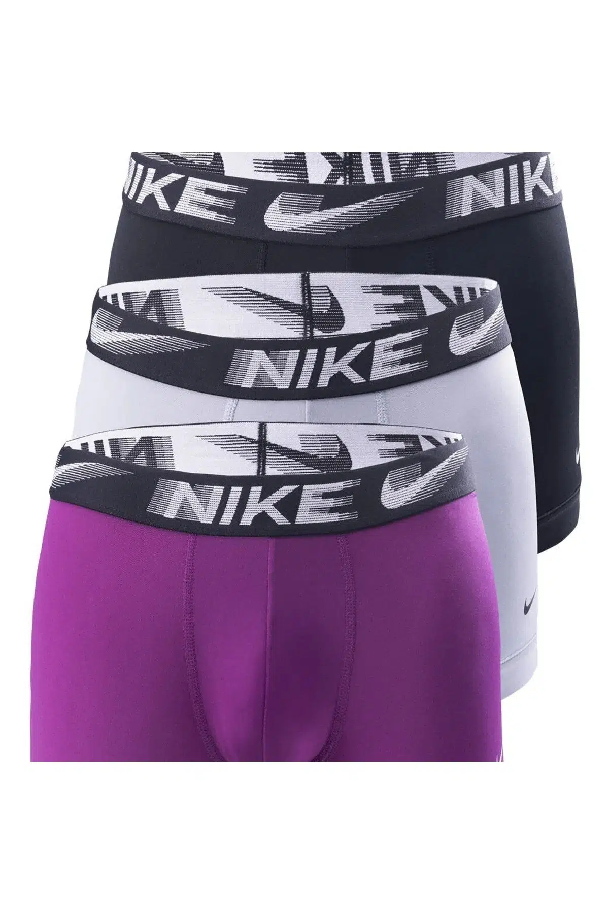 Nike Dri Fit Ultra Stretch 3 Pack Micro 3 lü Paket Kısa Boxer Siyah 3 Renk Bantlı