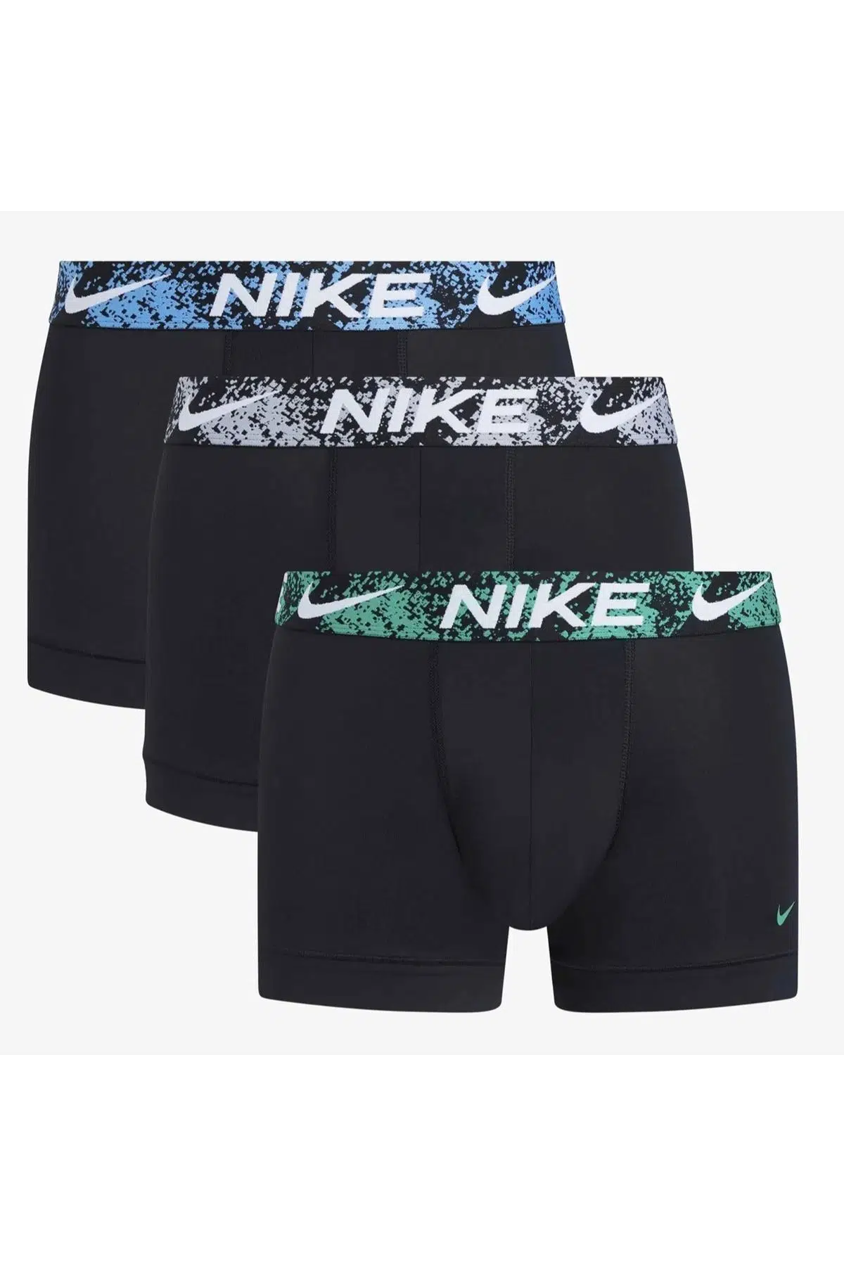 Nike Dri Fit Ultra Stretch 3 Pack Micro 3 lü Paket Kısa Boxer Siyah 3 Renk Bantlı