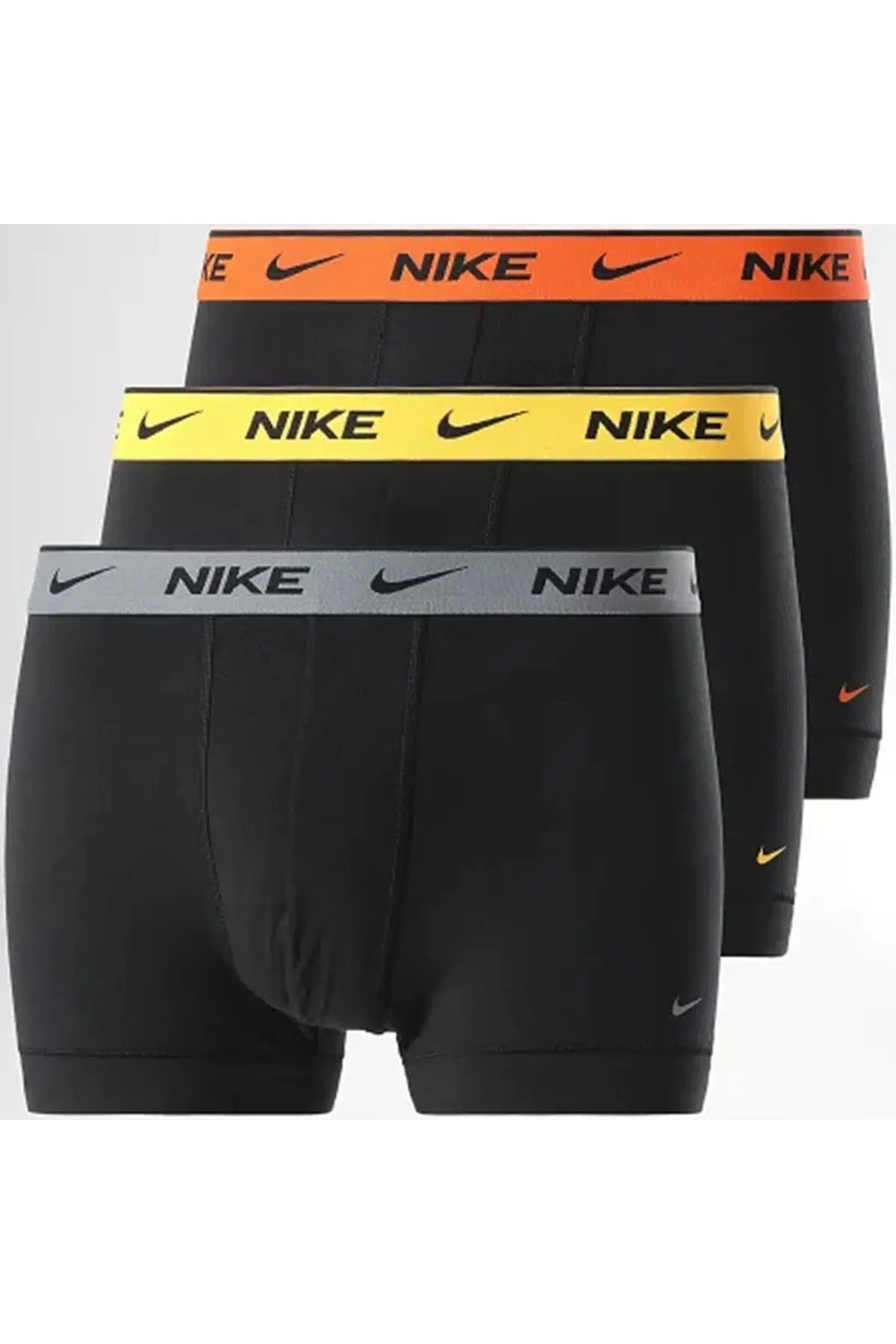 Nike Dri Fit Ultra Stretch 3 Pack Micro 3 lü Paket Kısa Boxer Siyah 3 Renk Bantlı