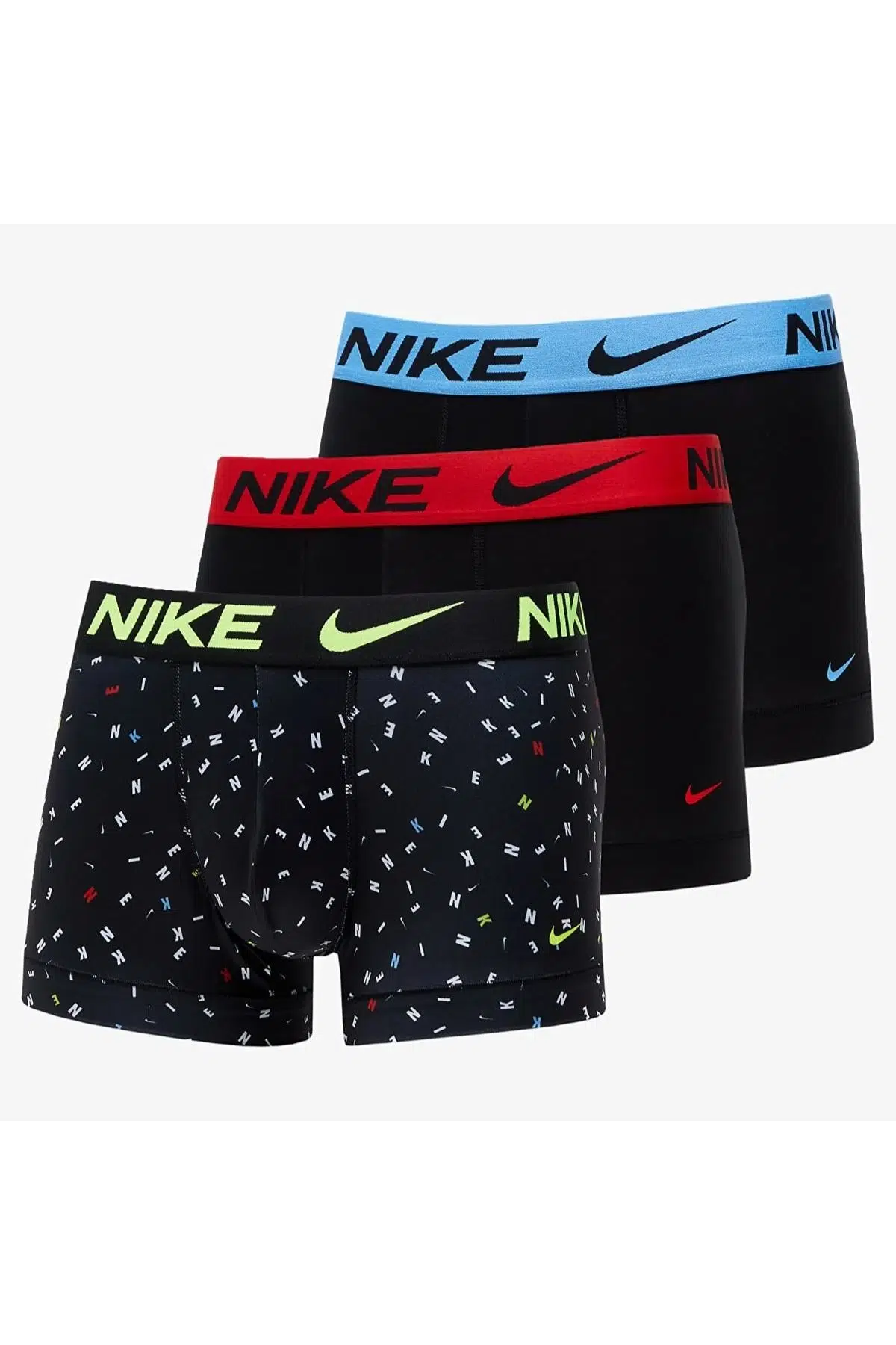 Nike Dri Fit Ultra Stretch 3 Pack Micro 3 lü Paket Kısa Boxer Siyah 3 Renk Bantlı