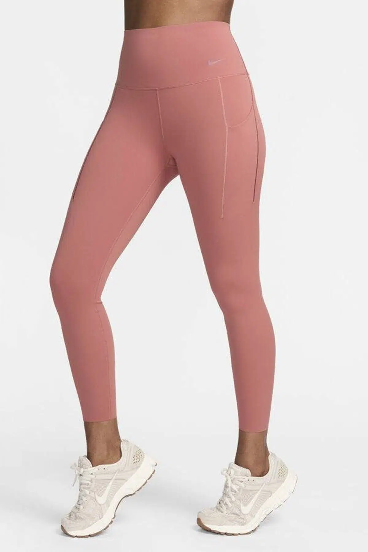 Nike Dri Fit Universa High Rise 7/8 Length Kadın Yüksek Bel Lazer Kesim Toparlayıcı 2 Cepli Tayt Somon