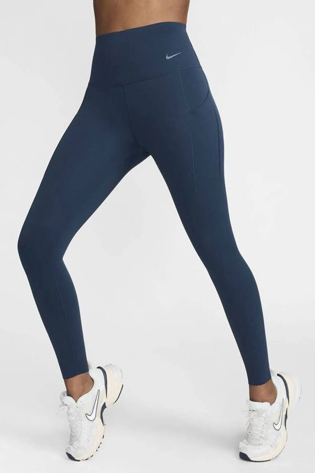 Nike Dri Fit Universa High Rise 7/8 Length Kadın Yüksek Bel Lazer Kesim Toparlayıcı 2 Cepli Tayt Lacivert