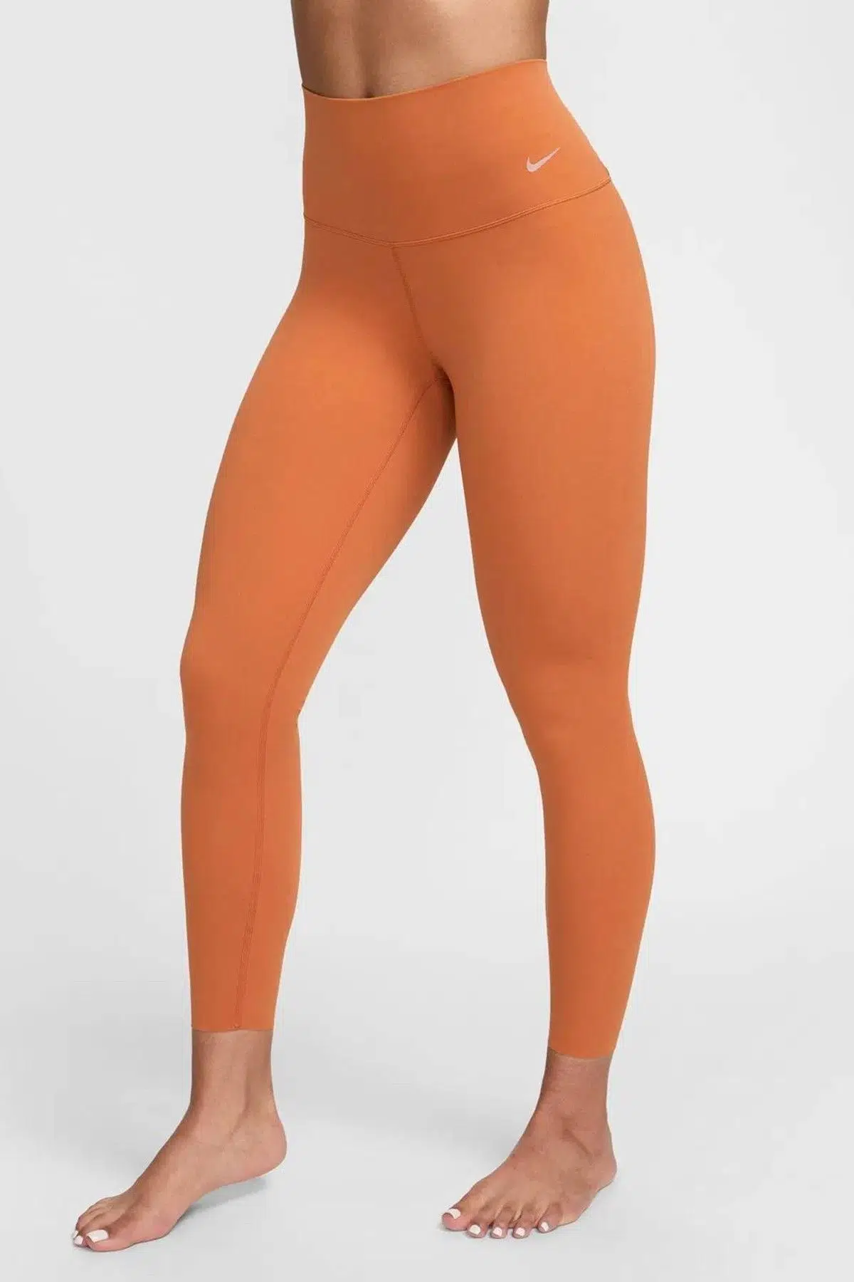 Nike Dri Fit Zenvy Gentle Support High Waisted 7/8 Leggings Brick Kadın Yüksek Bel İç Cepli Spor Tayt Kiremit