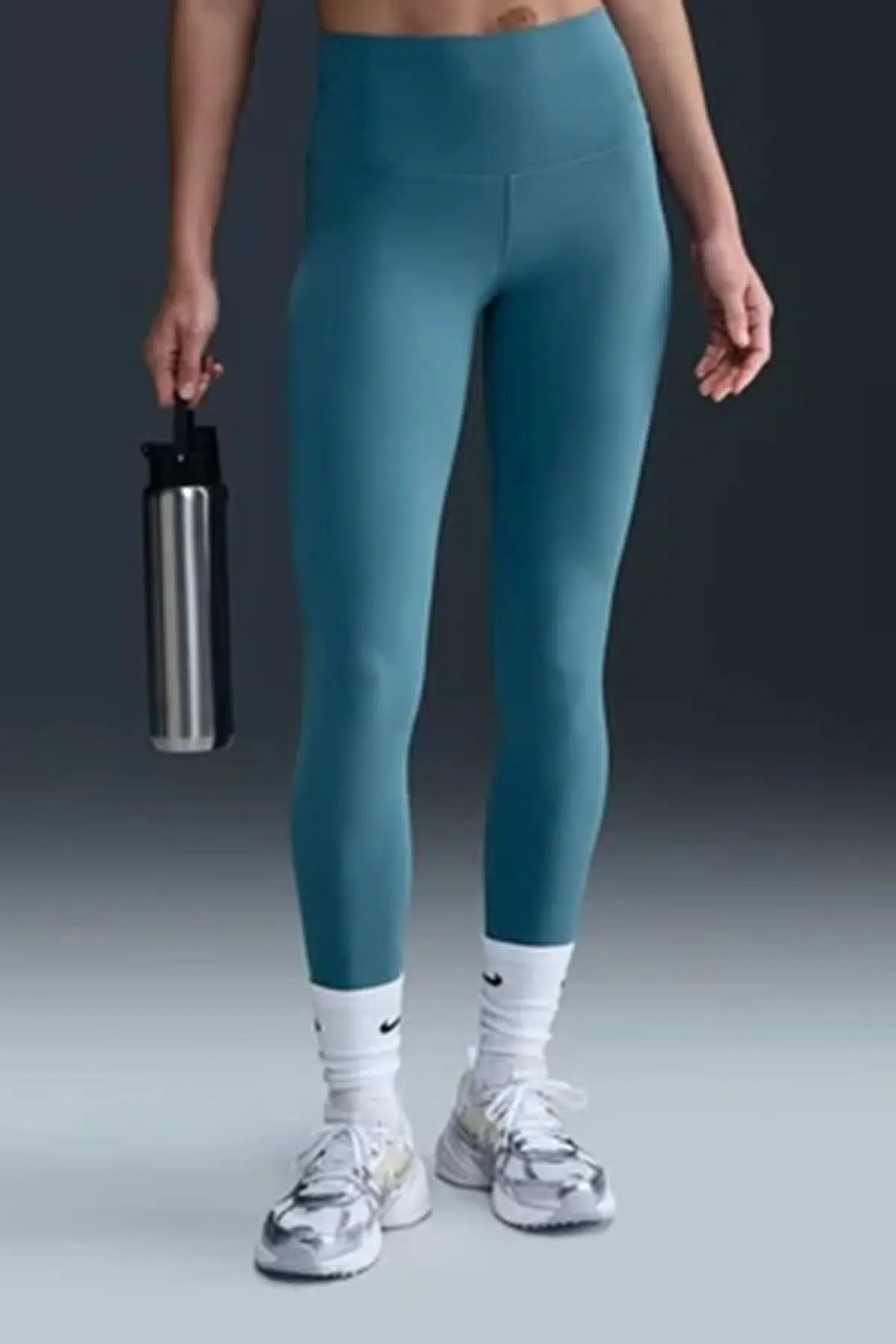 Nike Dri Fit Zenvy Gentle Support Infina Soft Womens Training Tight Yüksek Belli Toparlayıcı 7/8 Soft Kumaş Kadın Antreman Taytı Mavi