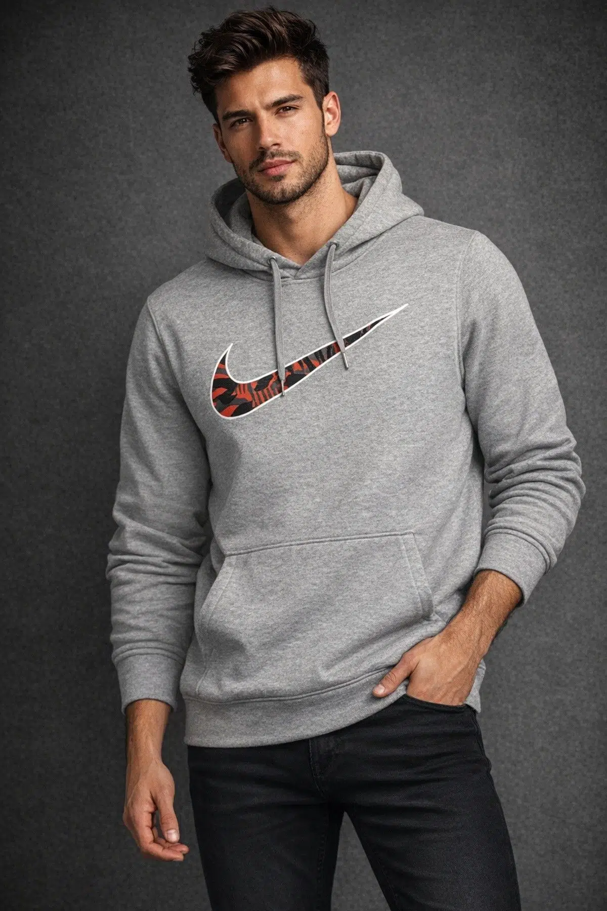 Nike Dry Fleece Hoodie Loose Fit Gray Erkek Kapüşonlu Sweatshirt Gri
