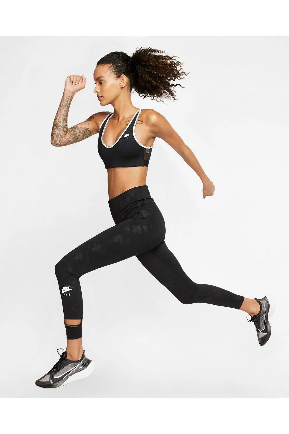 Nike Air Dry Running 7/8 High Rise Yüksek Belli Siyah Koşu Taytı 