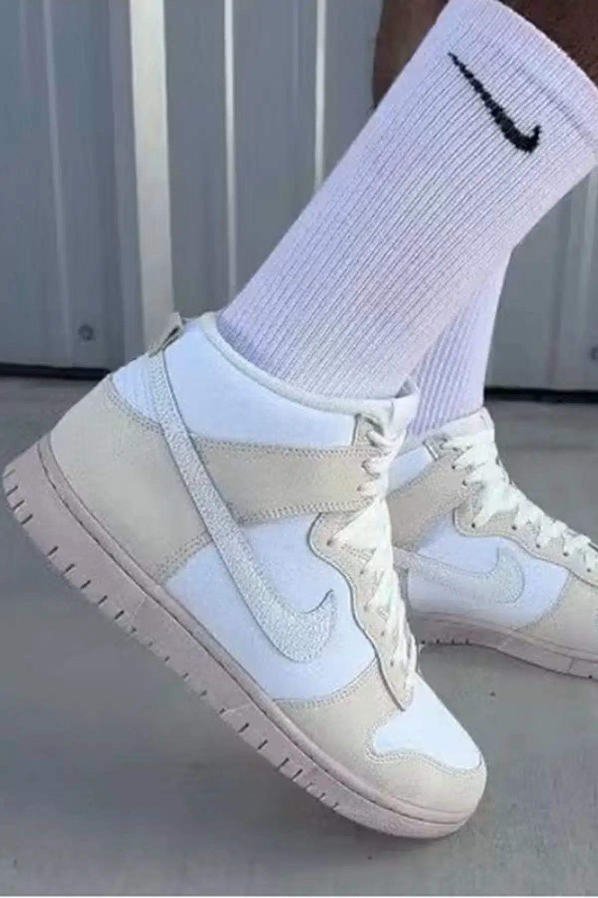 Nike Dunk High Retro Premium Unisex Sneaker Hakiki Deri Bilekli Günlük Spor Ayakkabı Krem