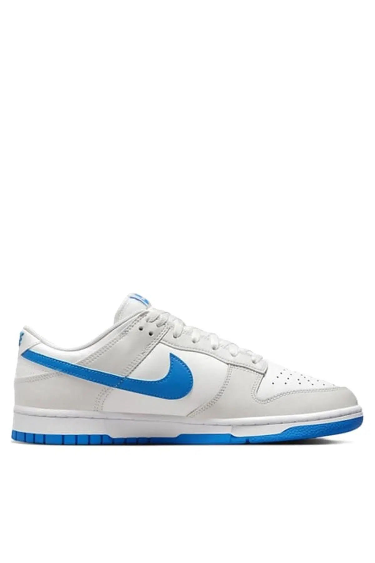 Nike Dunk Low Retro Leather Erkek Sneaker Hakiki Deri Beyaz Mavi Swoosh Spor Ayakkabı