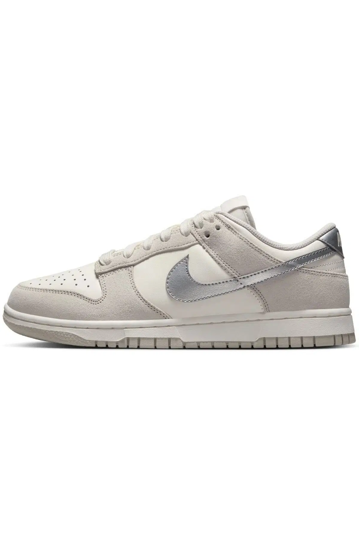 Nike Dunk Low'Silver Swoosh' Womens Leather Sneaker Hakiki Deri Kadın Günlük Spor Ayakkabı Krem