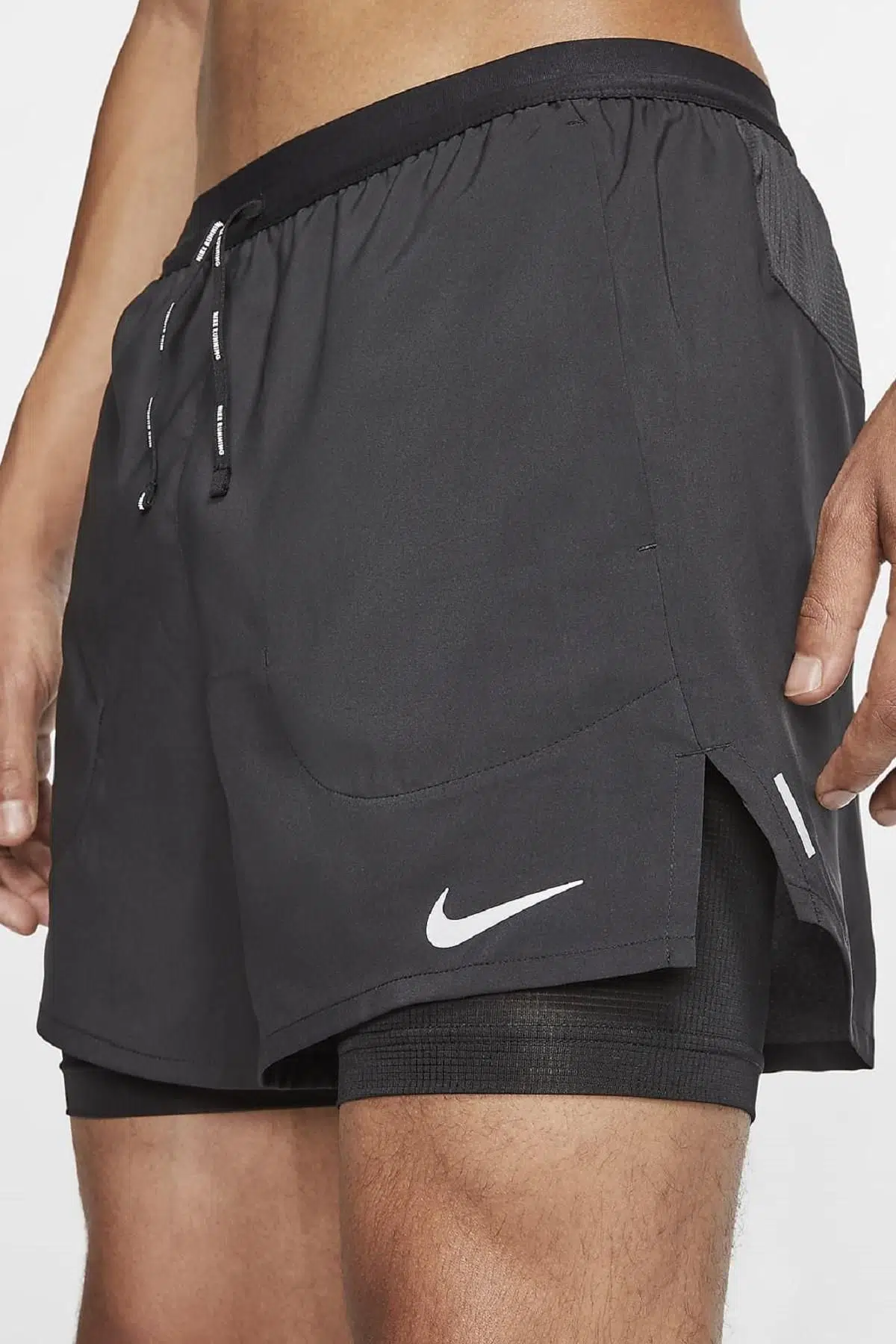 Nike Flex Stride 2in1 Running Shorts Waterproof Cepli Taytlı Siyah Şort CJ