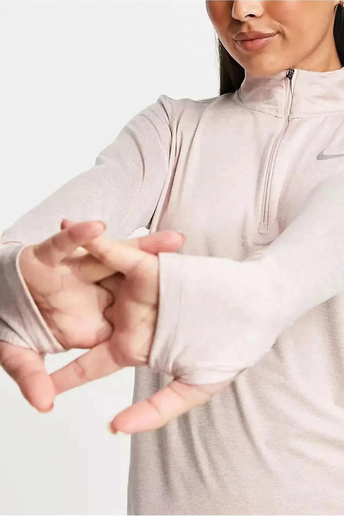 Nike Element 1/2 Zip Running Yarım Fermuarlı Yan Cepli Kadın Koşu Üstü Pembe