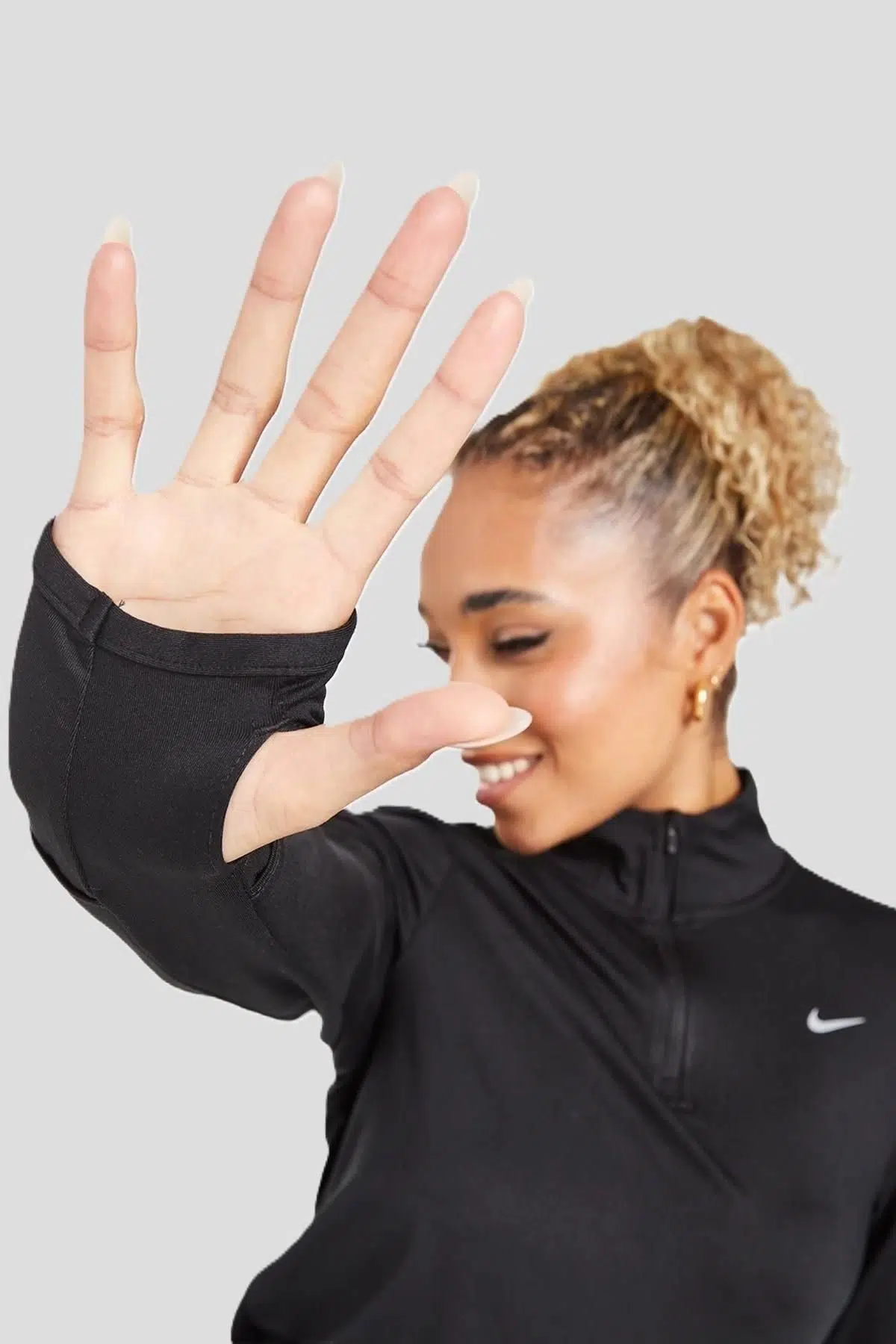 Nike Element 1/2 Zip Running Yarım Fermuarlı Yan Cepli Kadın Koşu Üstü Siyah