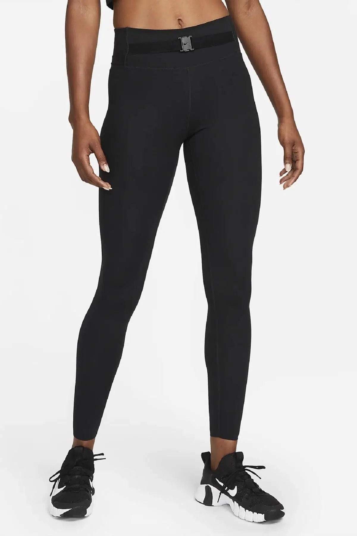 Nike Dri-Fit One Lux Buckle Mid Rise Leggins Toparlayıcı Siyah Tayt