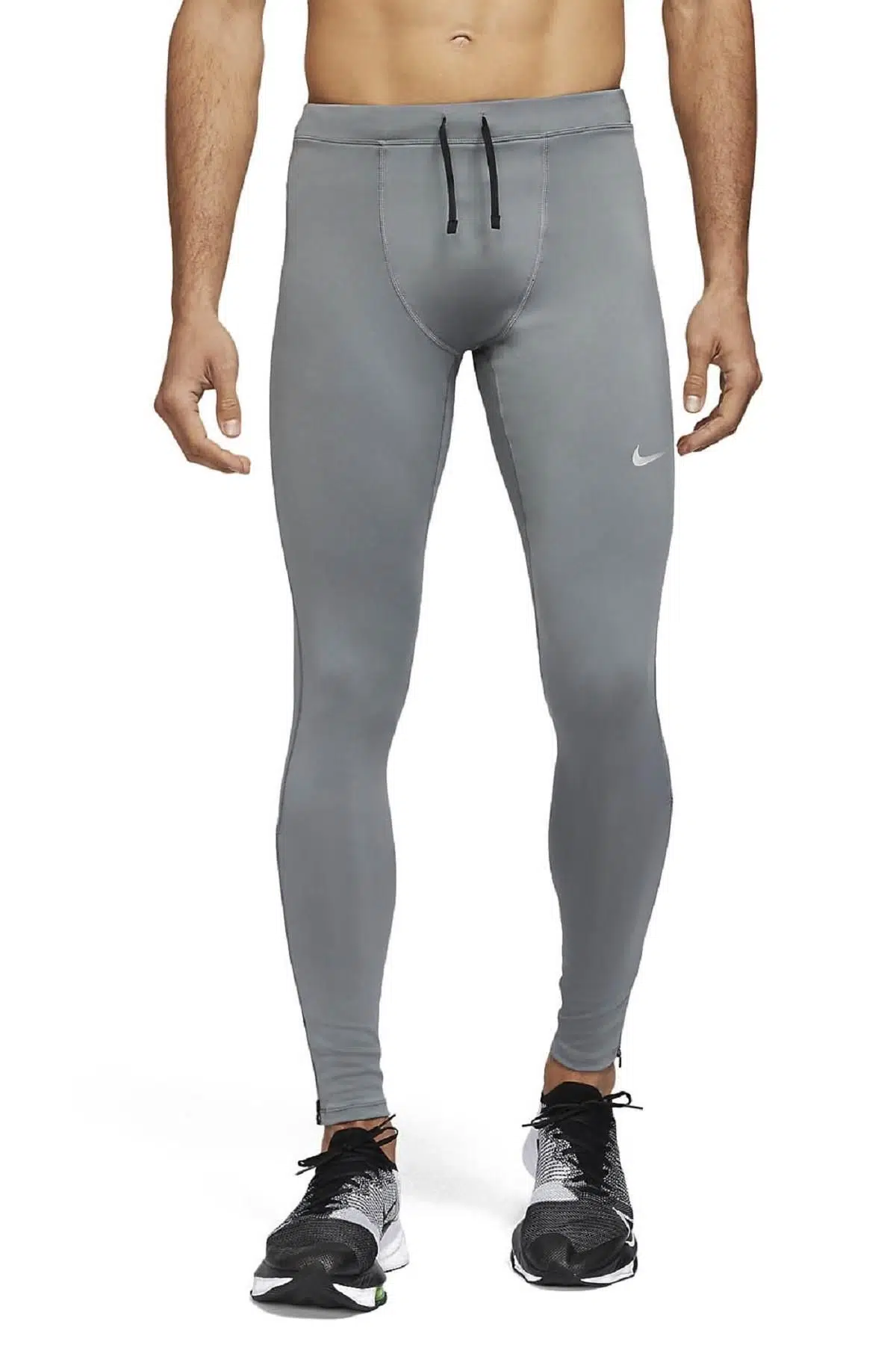 Nike Power Dri-Fit Challenger Tam Buhar Bariyeri Cepli Gri Erkek Tayt