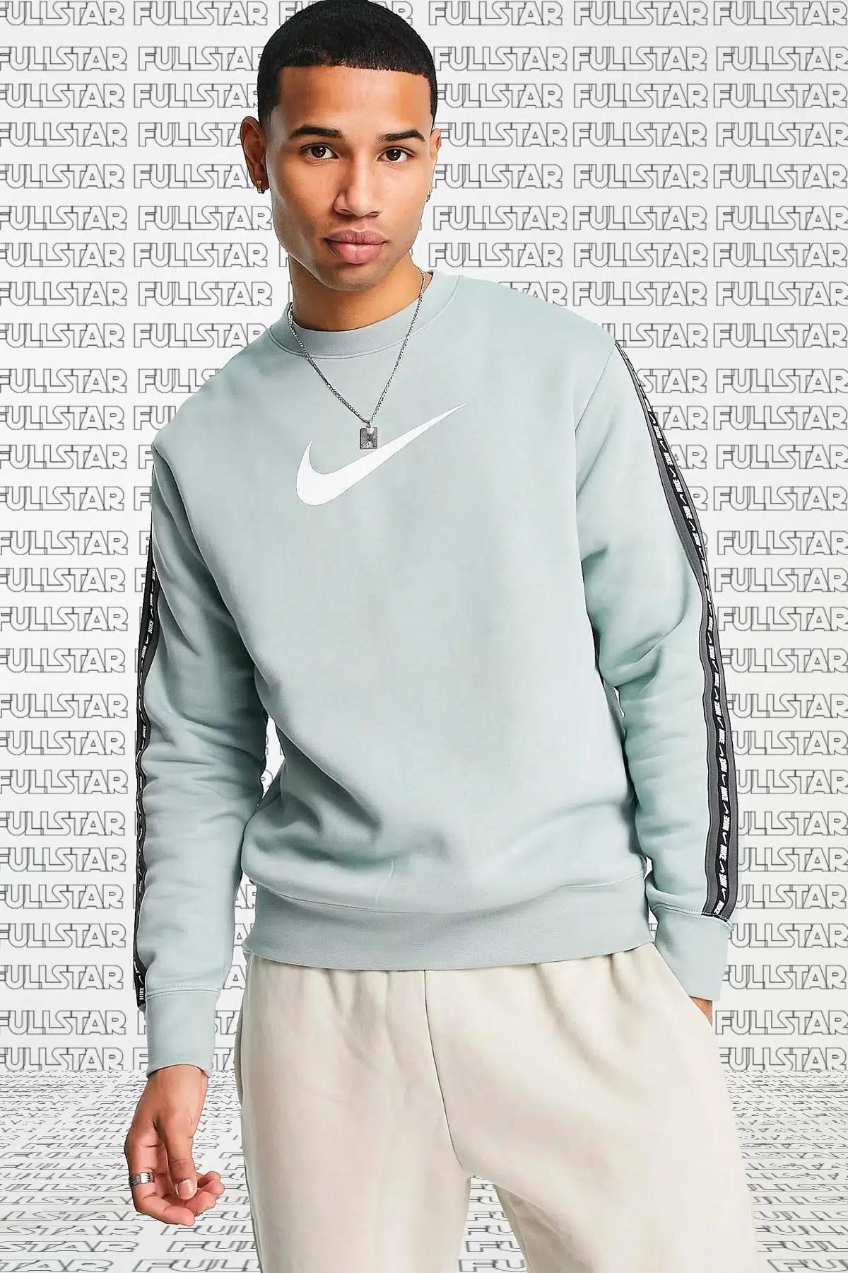 Nike Sportswear Tape Unisex Crew Sweatshirt Polarlı Şeritli Sweatshirt Yeşil