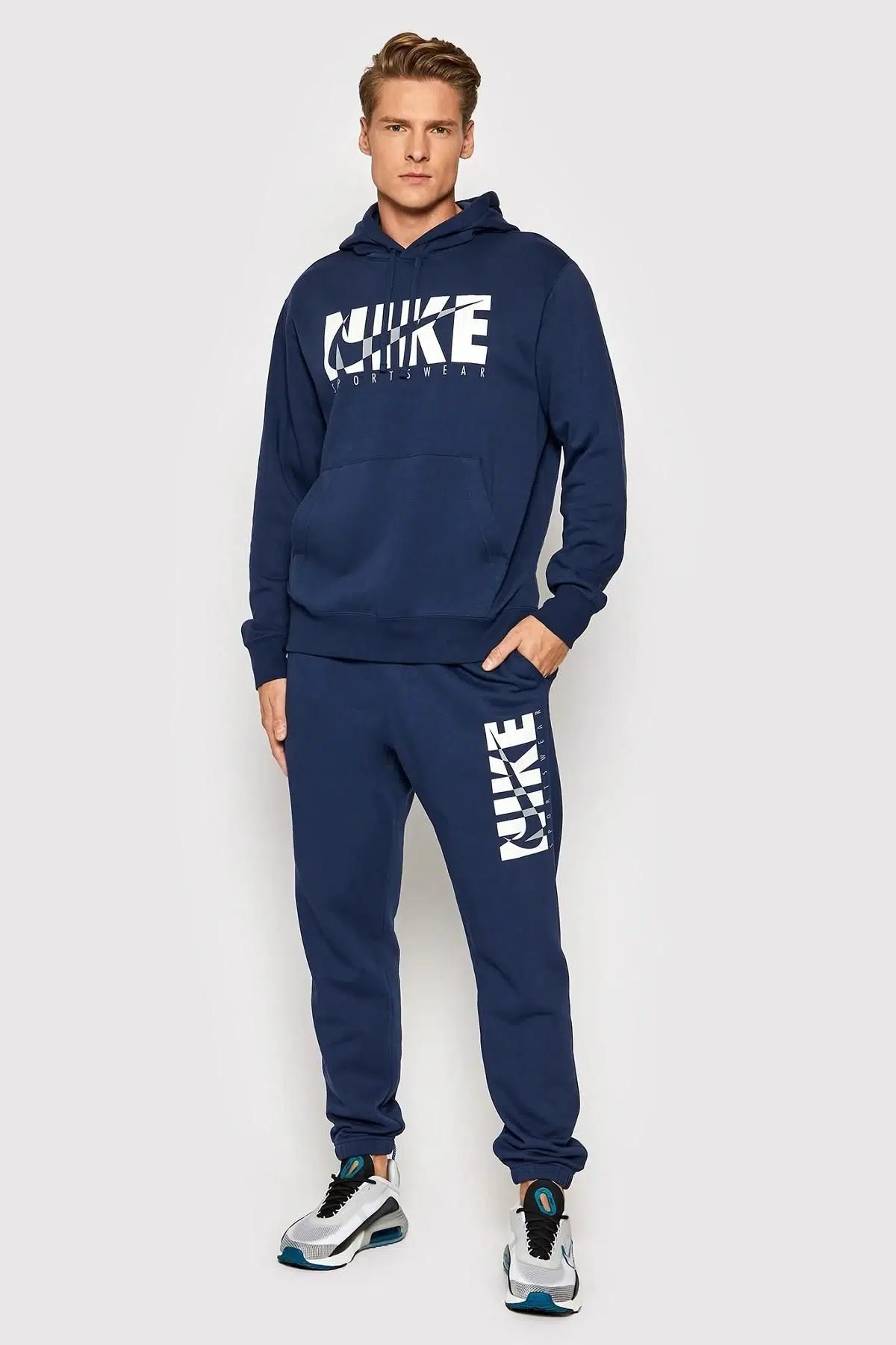 Nike Sportswer Fleece Track Suits Şardonlu Lacivert Eşofman Takımı