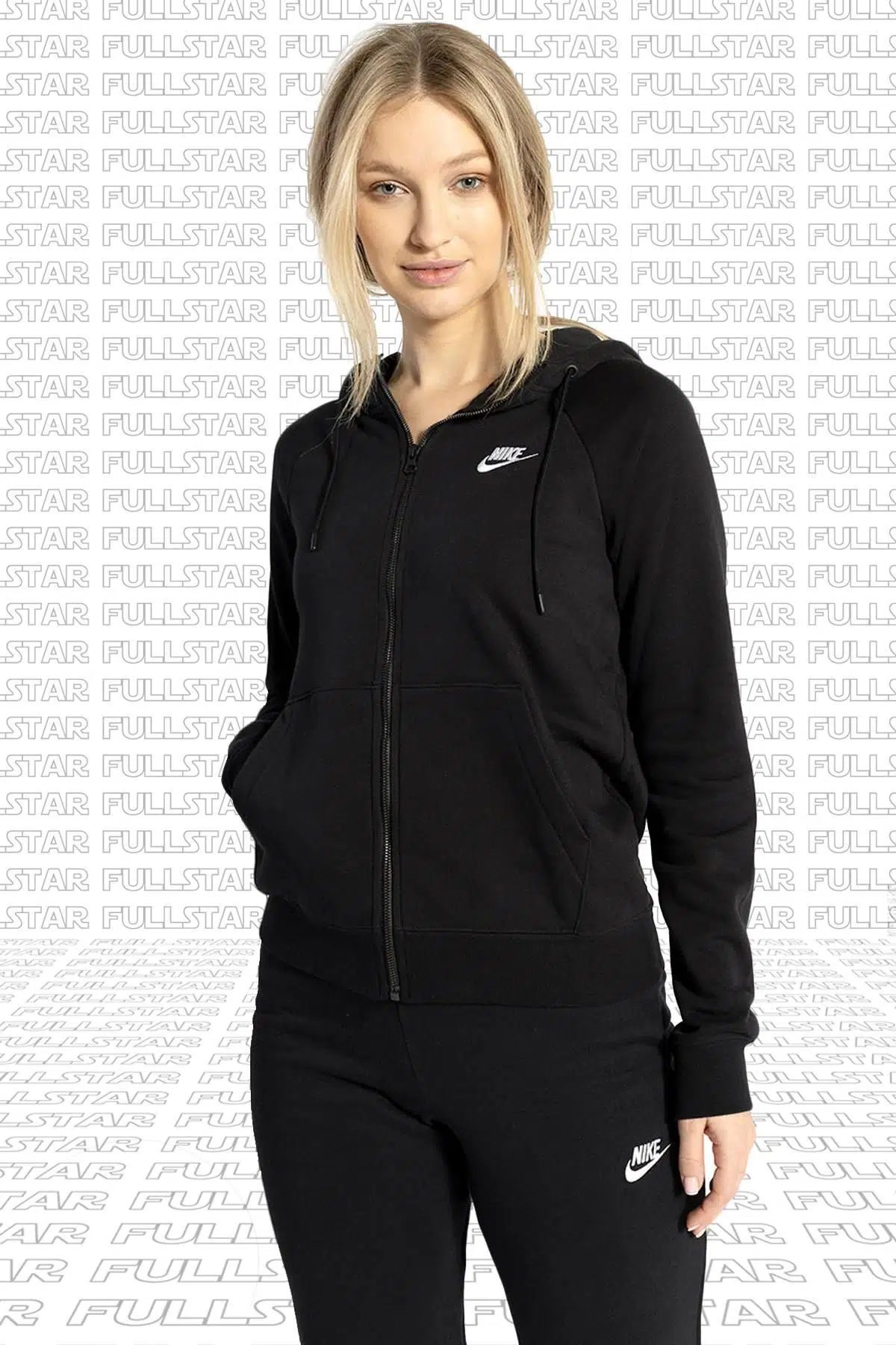 Nike Essential Full Zip Fleece Hoodie Kapüşonlu Fermuarlı Sweatshirt Siyah