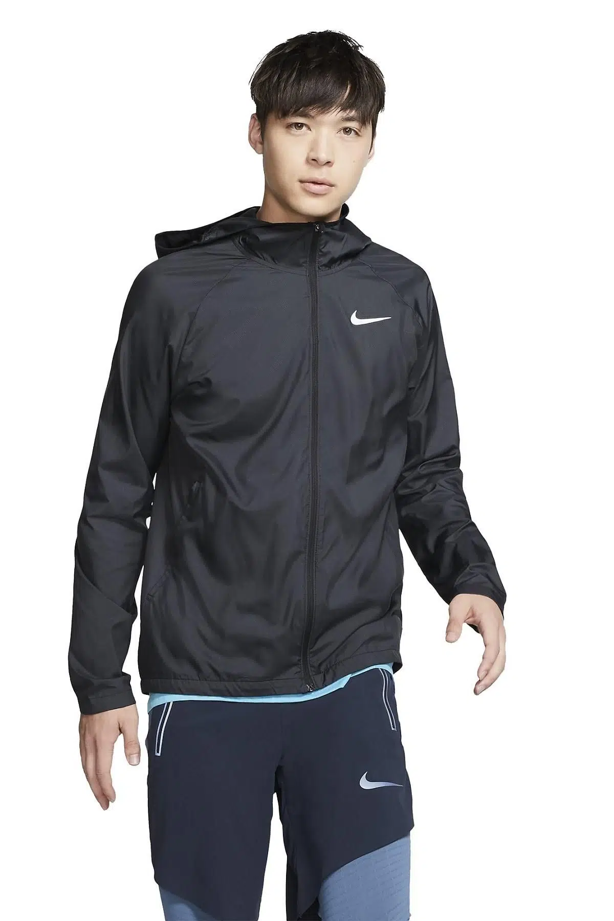 Nike Essential Hooded Running Jacket Kapüşonlu Siyah Koşu Ceketi