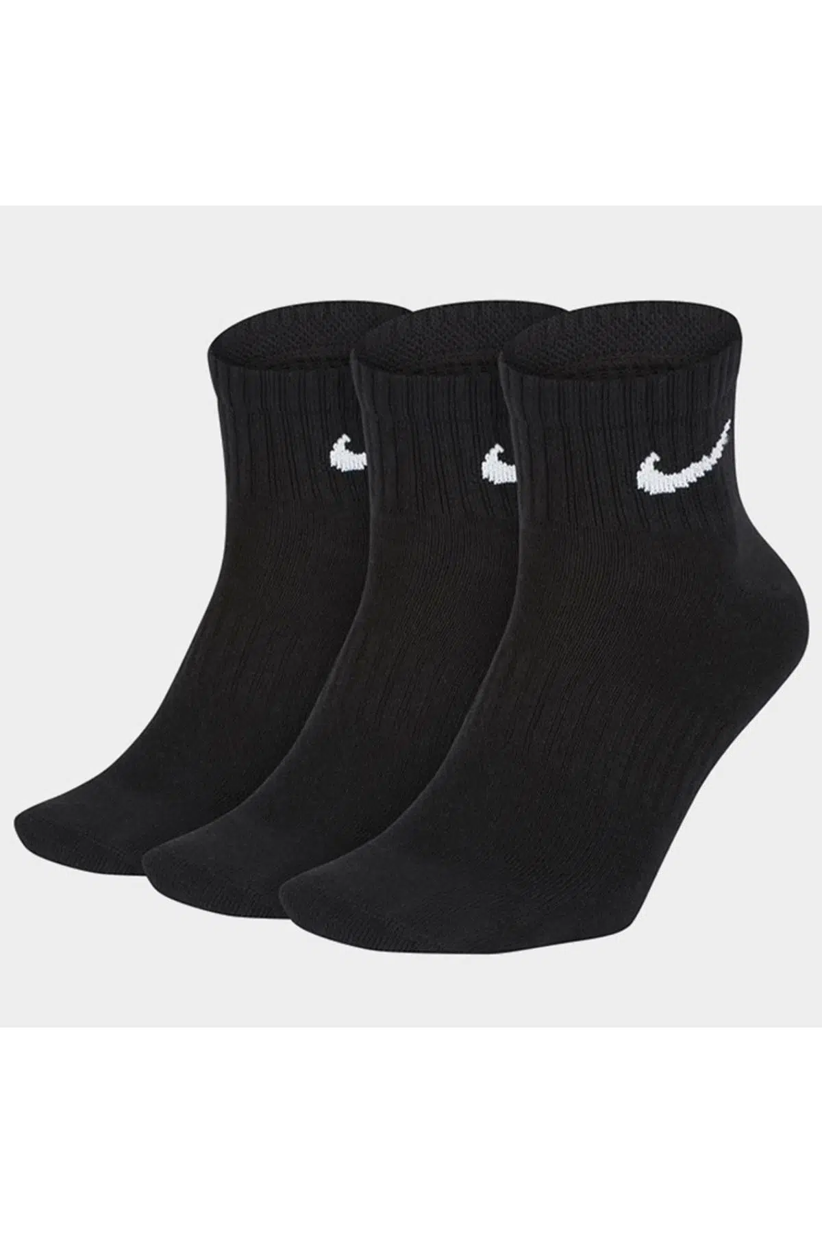 Nike Dri Fit Everyday Cotton Ankle Crew 3 Piar Unisex Bilek Boy Çorap 3 Çift Siyah