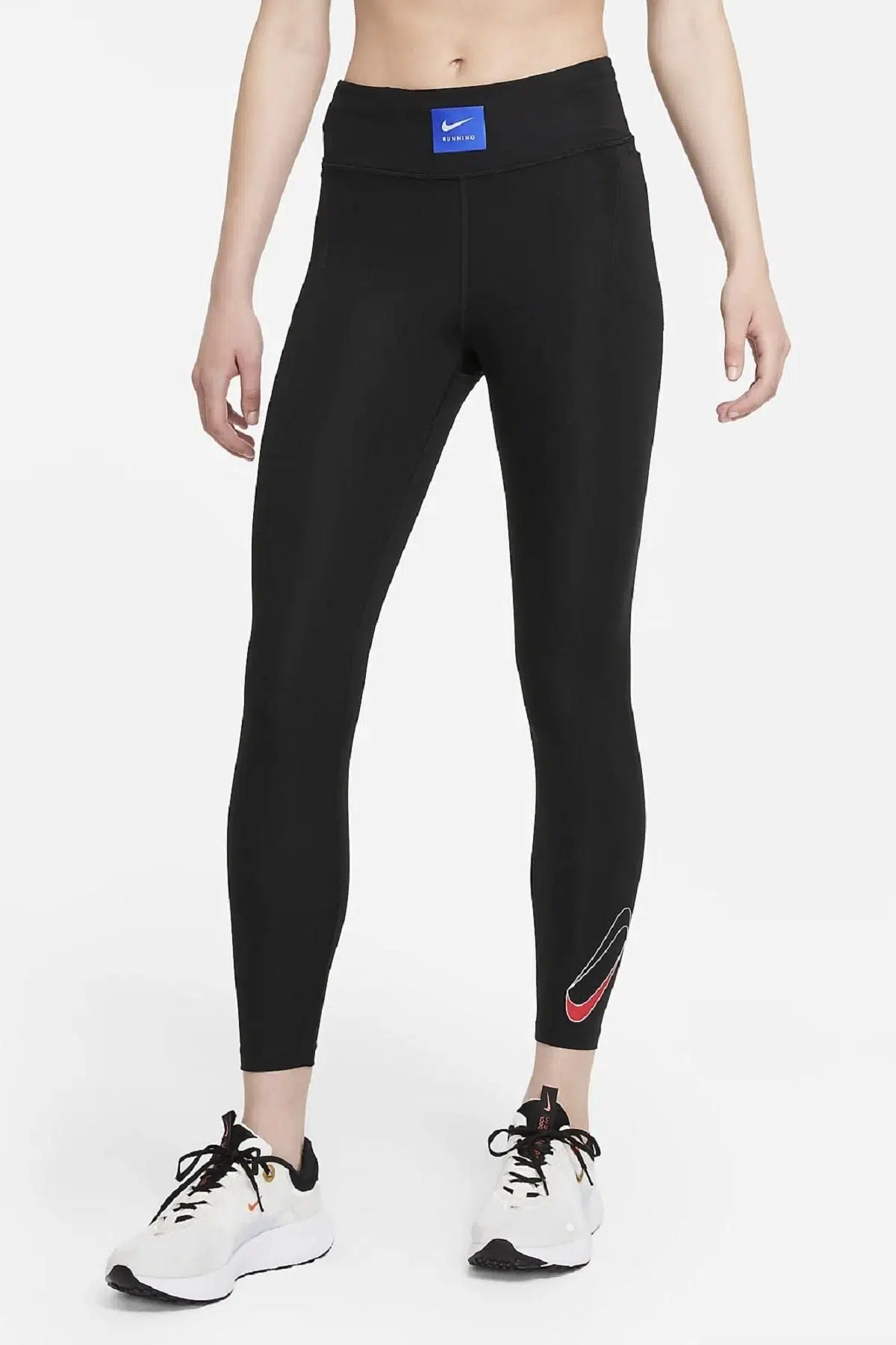Nike Dri Fit Retro Run Faster Mid Rise 7/8 Running Leggings 4 Cepli Toparlayıcı Siyah Tayt