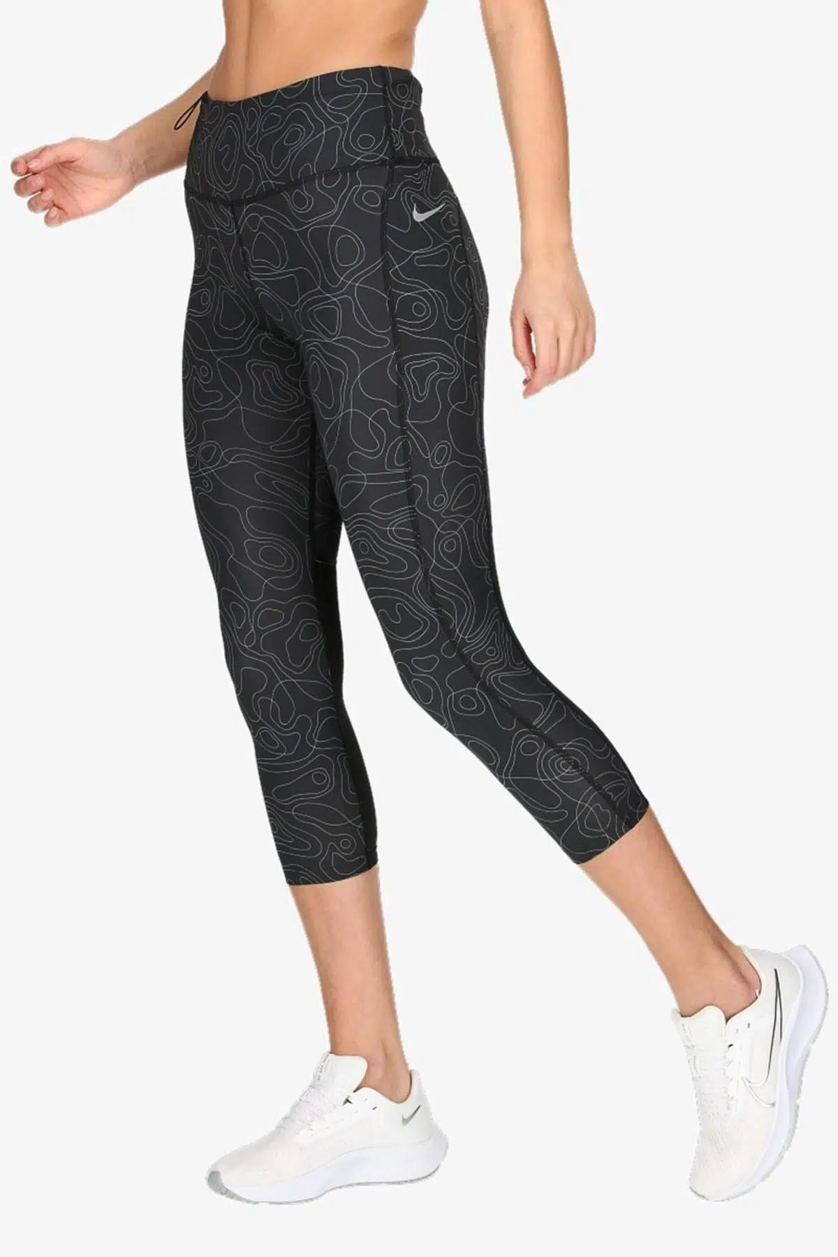 Nike Fast Run Division Crop Leggings Black 3 Cepli Toparlayıcı Siyah Kısa Tayt