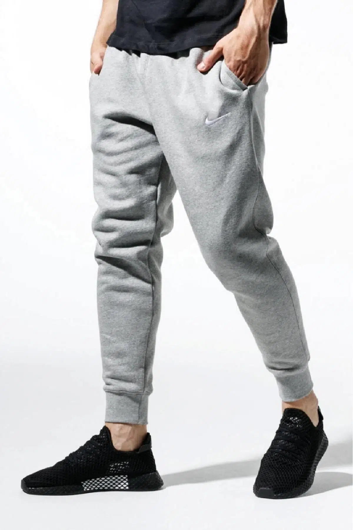 Nike Fleece Jogger Taper Leg Dar Kesim Eşofman Altı Şardonlu Polarlı Gri