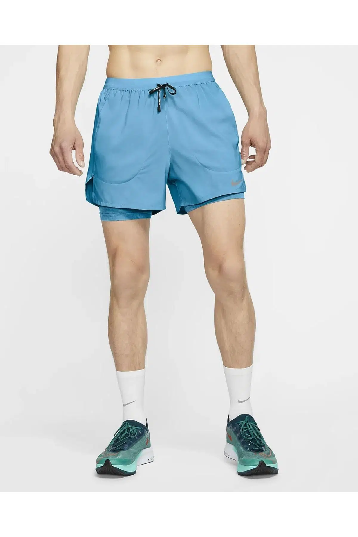 Nike Flex Stride 2 in 1 Running Shorts Buhar Bariyer Cepli Taytlı Koşu Şortu Mavi