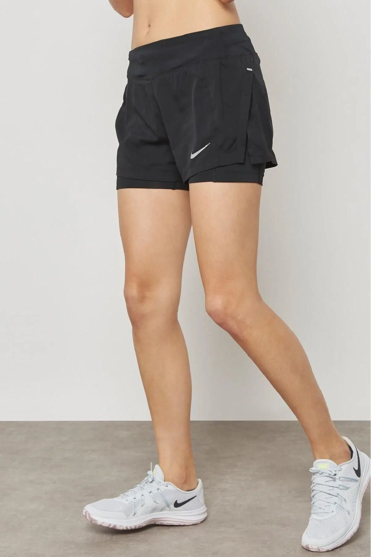 Nike Eclipse Flex 2 in 1 Running Shorts Buhar Bariyerli Cepli Siyah Koşu Şortu
