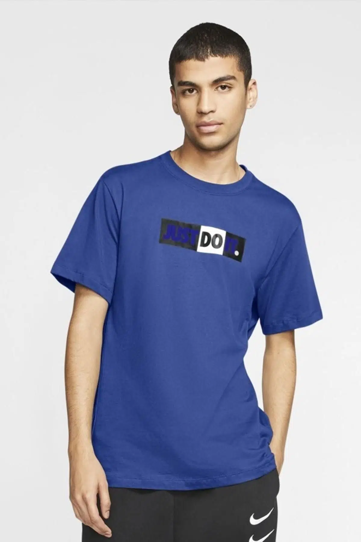 Nike Just Do It Standart Fit Mens Tshirt Pamuklu Erkek Tişört Mavi