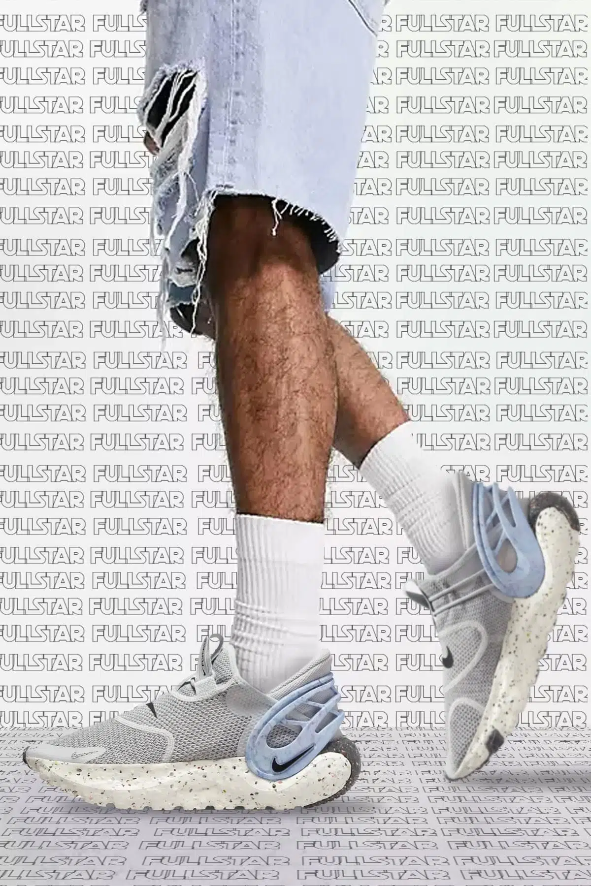 Nike Glide FlyEase Sneaker Yüksek Taban Örgü Saya Topuğa Bas Giy Mavi Gri