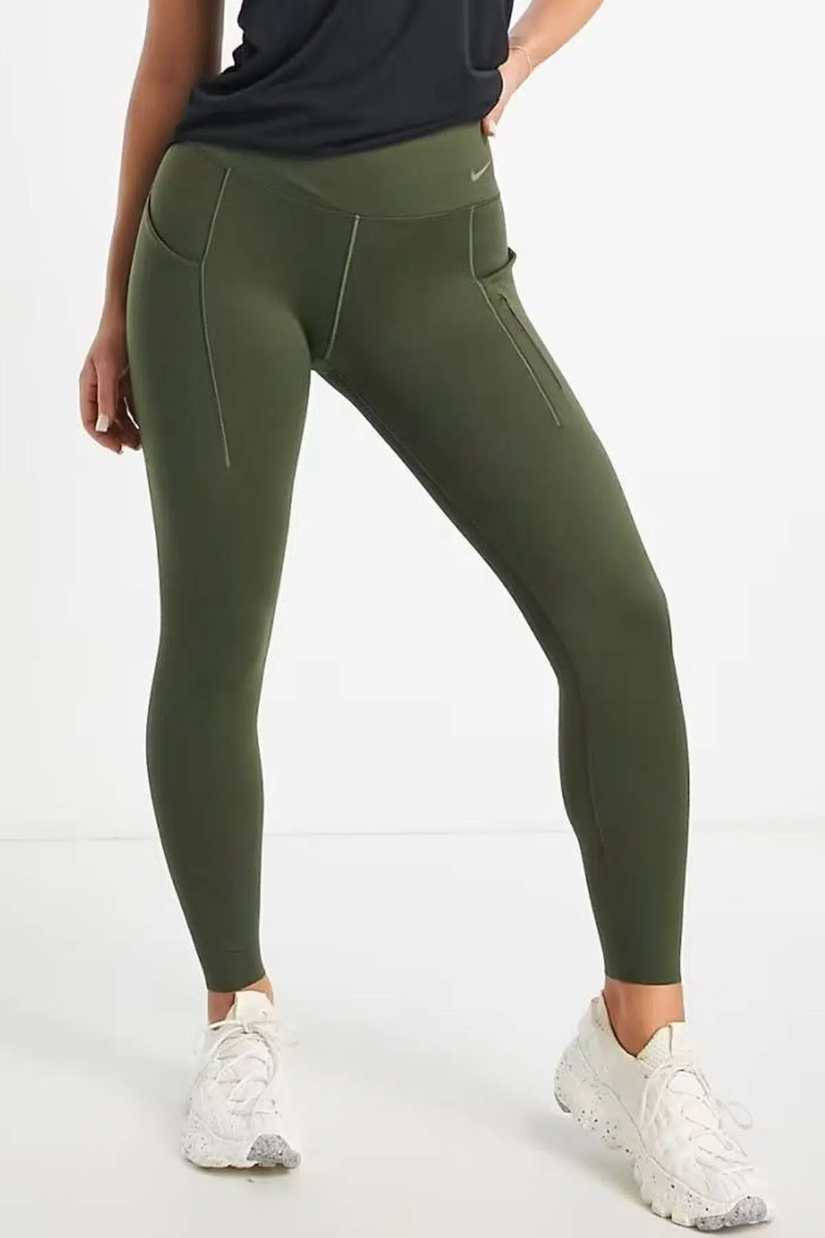 Nike Go Firm Support High Rise Full Length Kadın 6 Cepli Lazer Kesim Antreman Taytı Haki