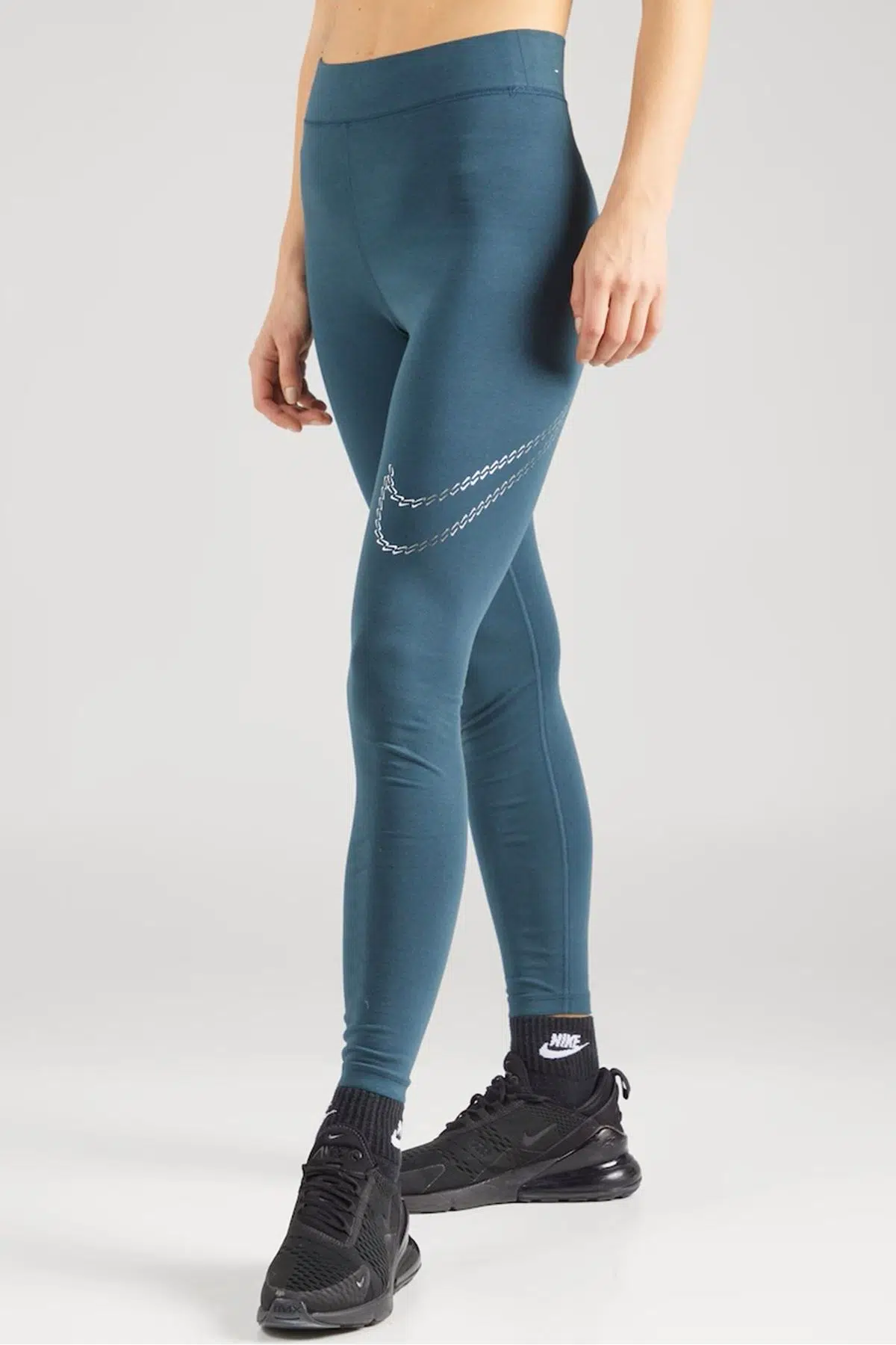 Nike Sportswear Premium Essential Women's High-Waisted Shine Leggings Kadın Yüksek Bel Tayt Petrol Yeşili