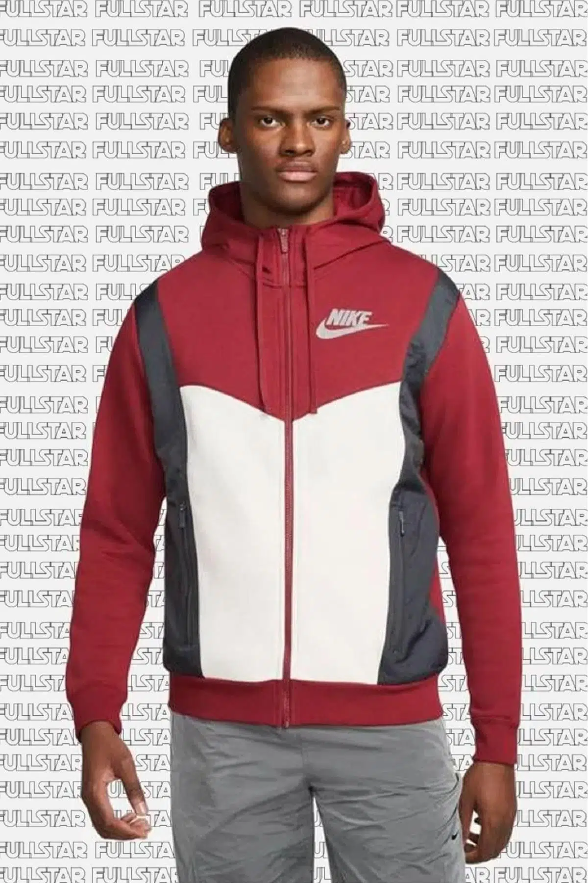 Nike Hybrid Fleece Colorblock Full Zip Hoodie Kapüşonlu Erkek Sweatshirt