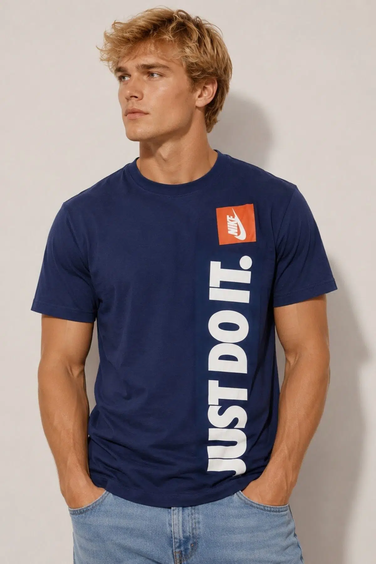 Nike JDİ Mens Tee Navy Grafik Baskılı Erkek Tişört Lacivert