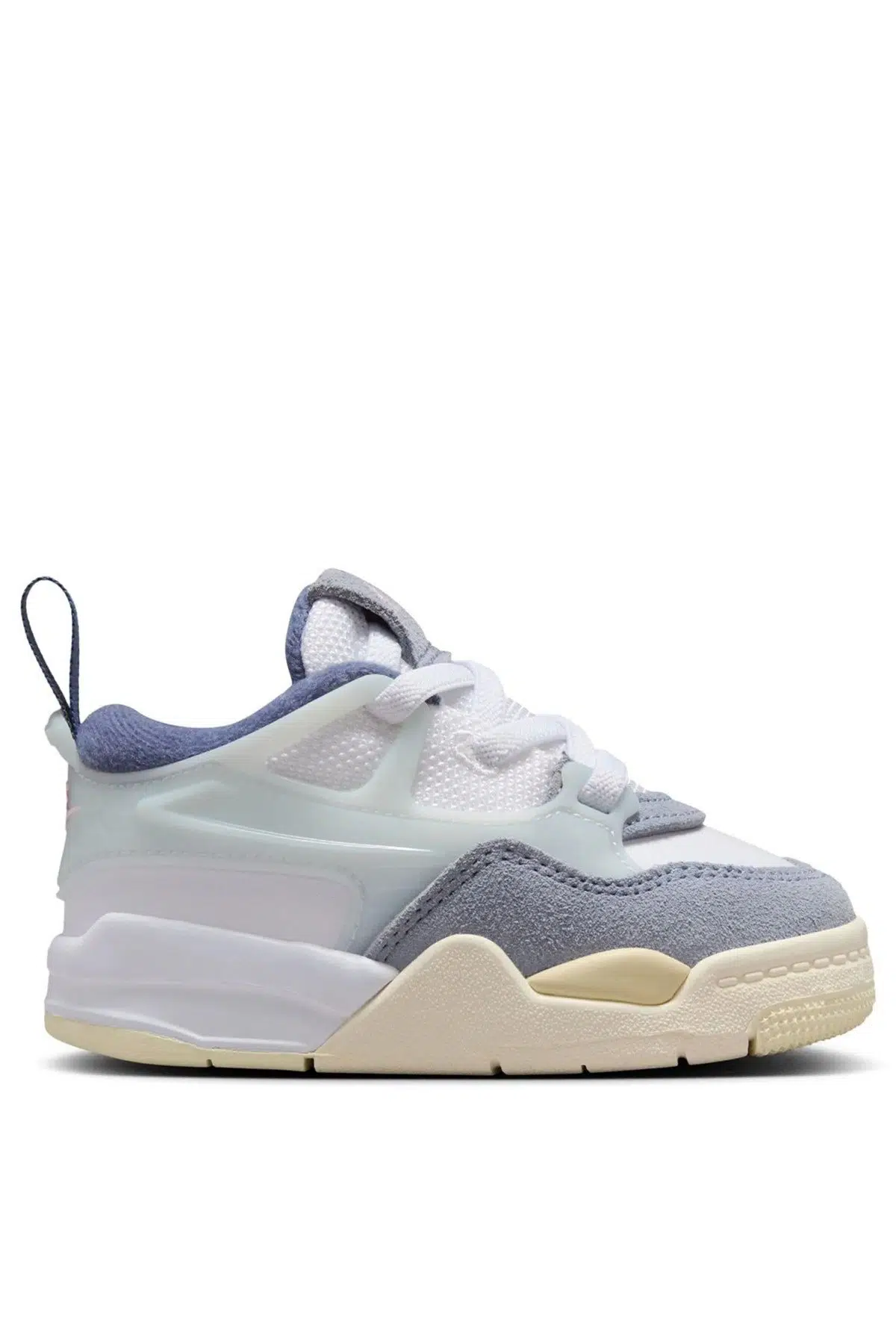Nike Jordan 4 RM TD Leather Sneakers Hakiki Deri Lastik Bağcıklı Çocuk Spor Ayakkabı Beyaz Mavi