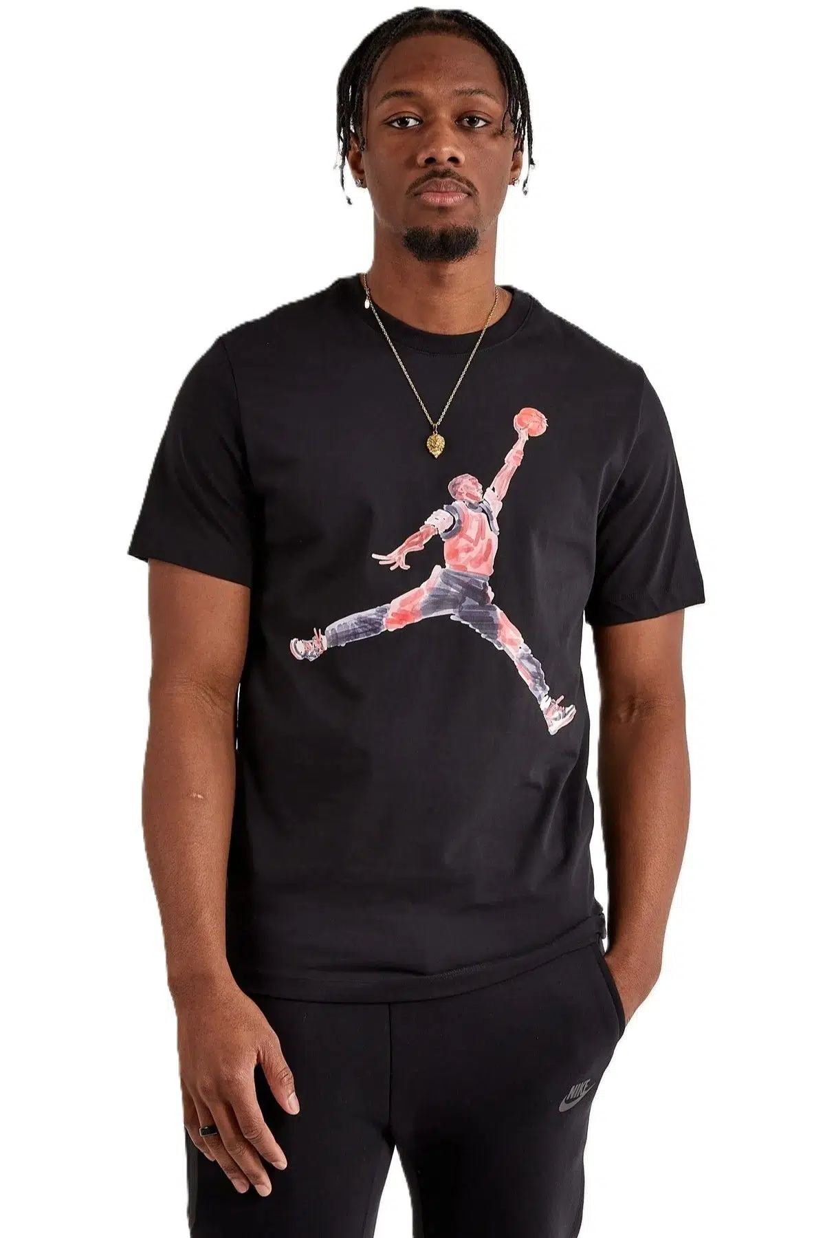Nike Jordan Brand Jumpman Watercolor Graphic Tshirt Black Jordan Nakış Logolu Tişört Siyah