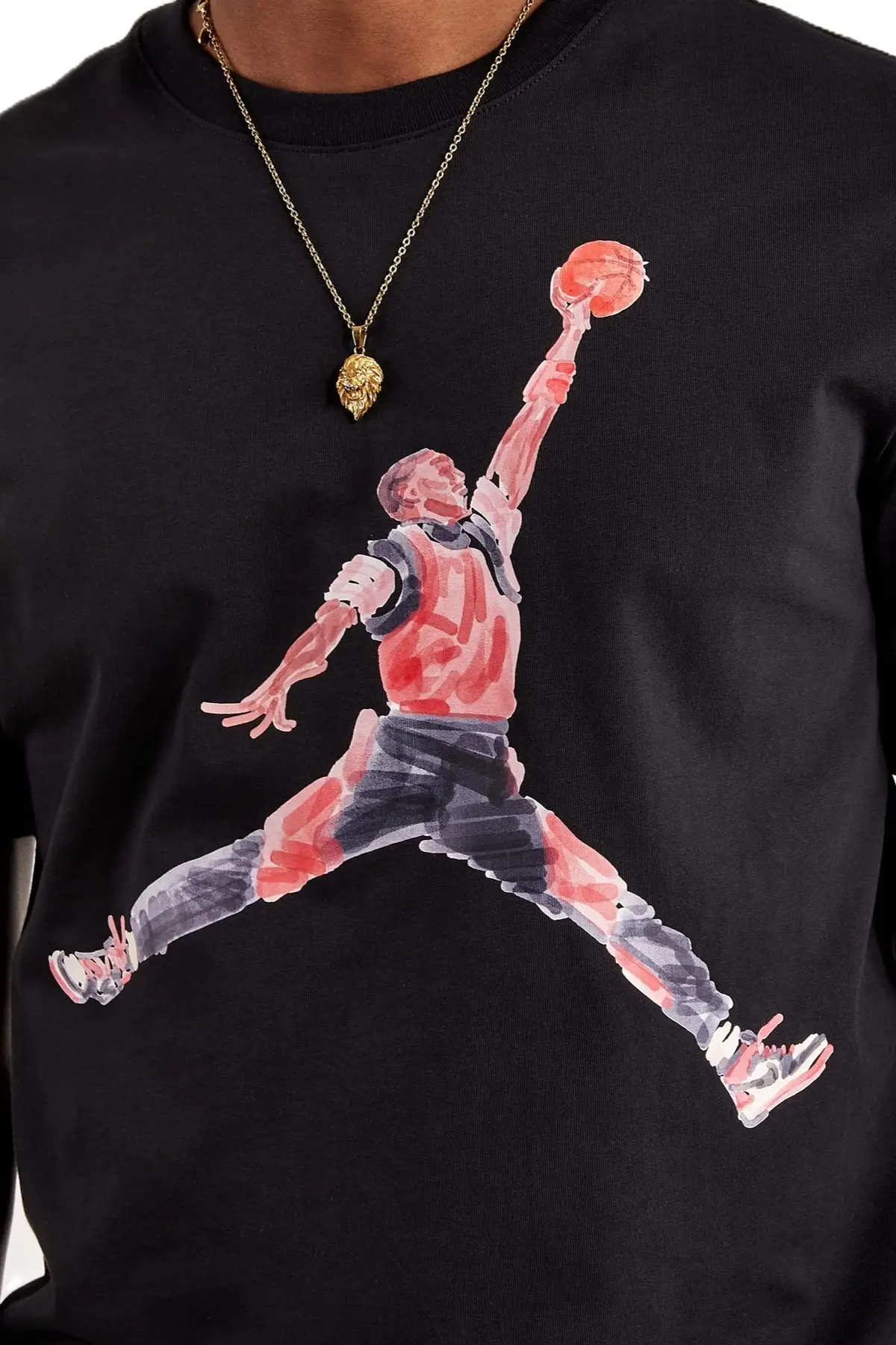 FN5980-010 Nike Jordan Brand Jumpman Watercolor Graphic Tshirt Black Jordan Nakış Logolu Tişört Siyah