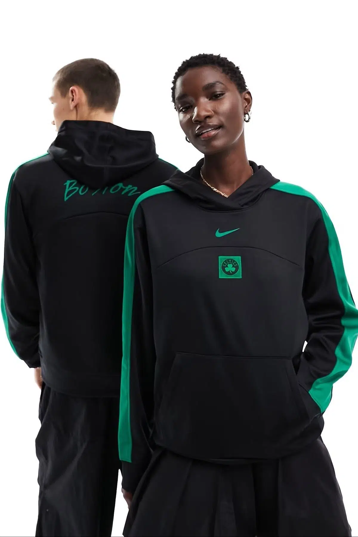 Nike Boston Celtics Therma Fit Pullover Loose Fit Hoodie Unisex Kapüşonlu Bol Kesim Sweatshirt Siyah