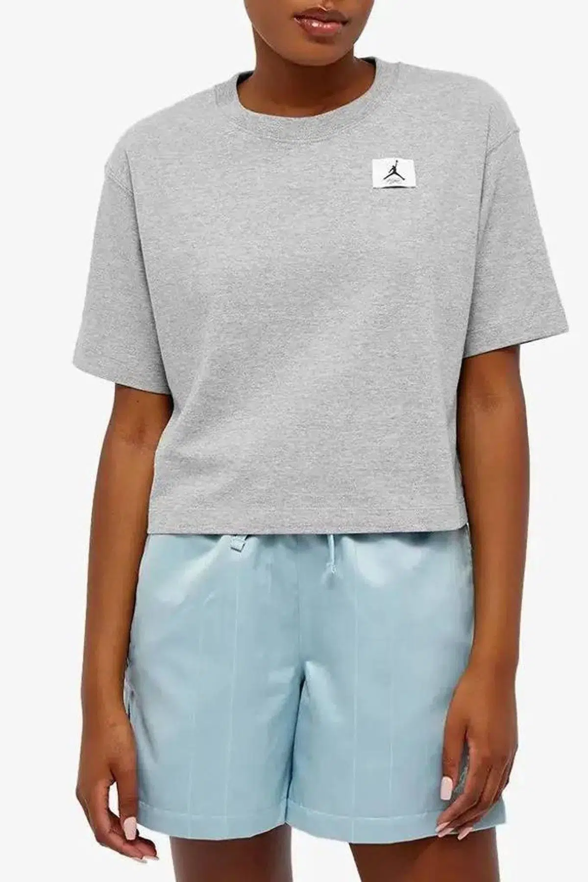 Nike Jordan Essential Boxy Loose Fit T-shirt Black Kadın Bol Kesim Crop Tişört Gri