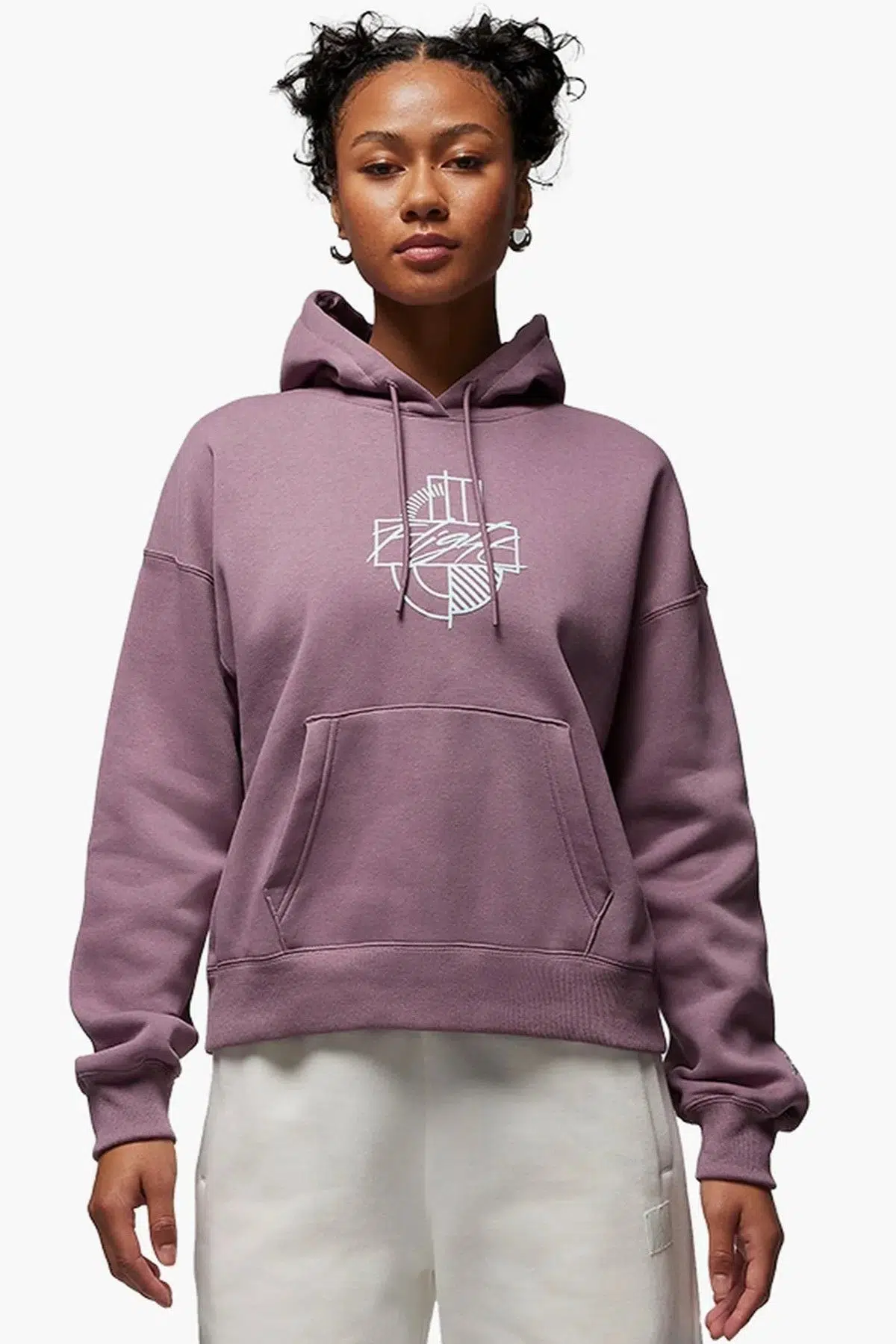 Nike Jordan Essentials Brooklyn Loose Fit Graphic Hoodie Bol Kesim Kapüşonlu Kadın Sweatshirt Mor