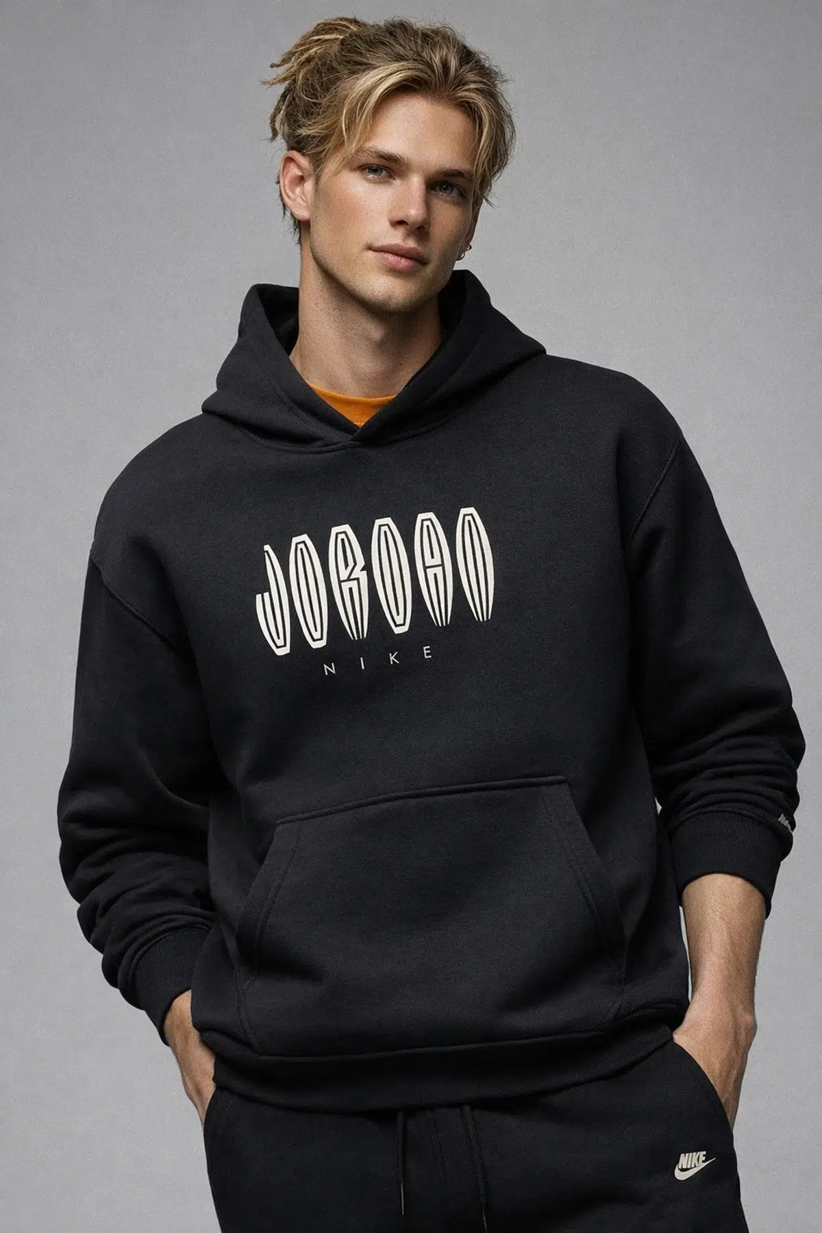 Nike Jordan Flight Remix Pullower Hoodie Erkek Kapüşonlu Sweatshirt Siyah