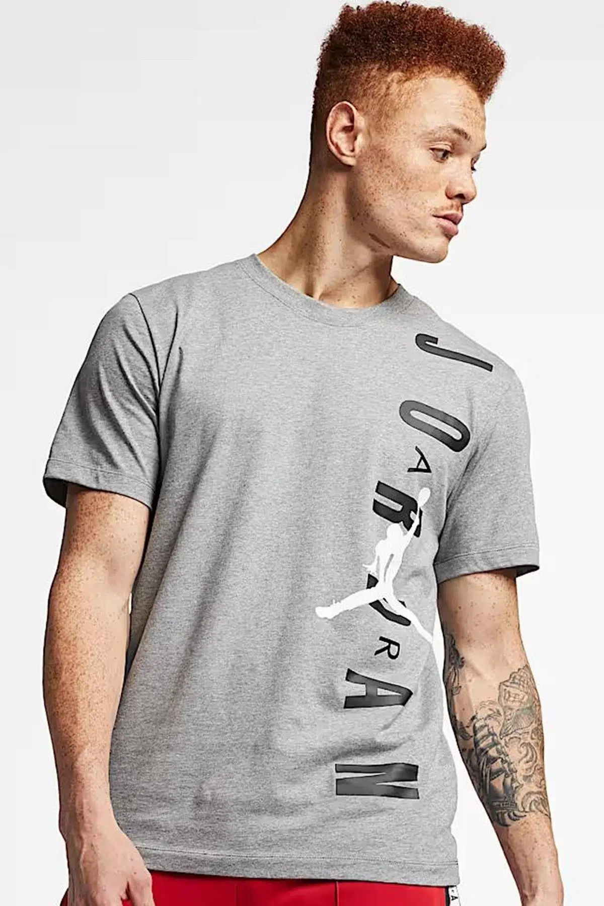 Nike Jordan Jumpman Vertical Air Stretch Crew Tee Erkek Logolu Tişört Gri