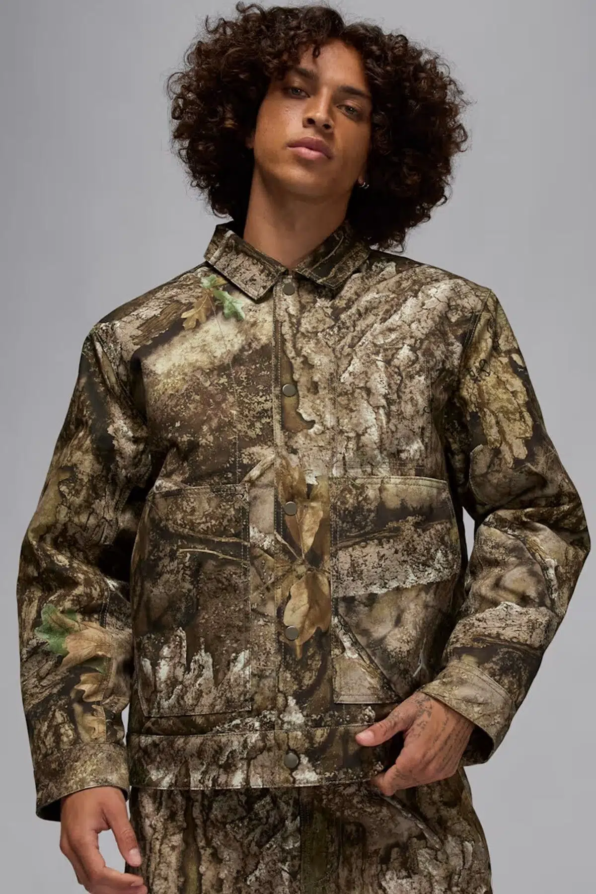Nike Jordan Flight Chicago Realtree Mens Jacket Green Gerçek Ağaç Desenli Çıt Çıt Kapamalı Yeşil Ceket
