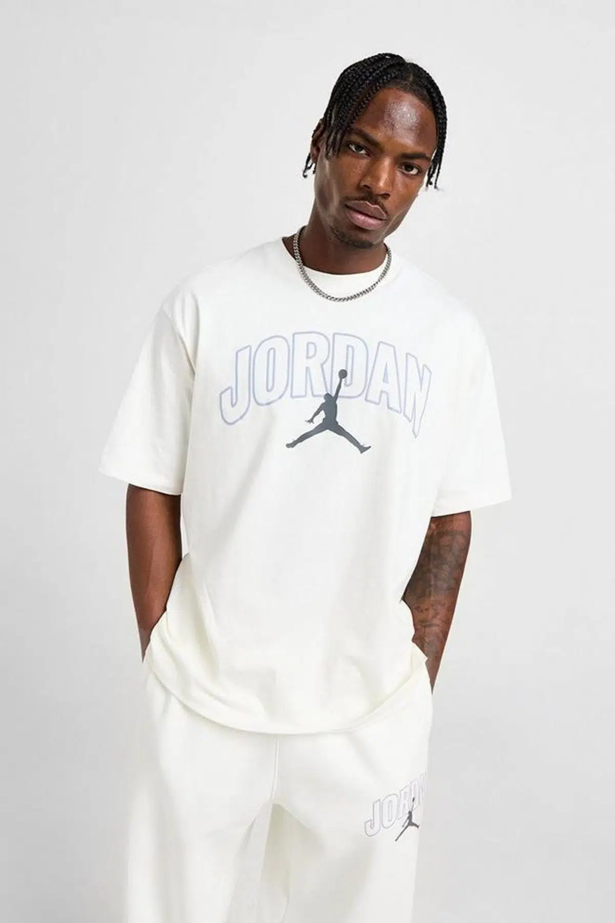Nike Jordan Flight Essential Oversized SS Crew T-Shirt Erkek Günlük Pamuklu Tişört Krem