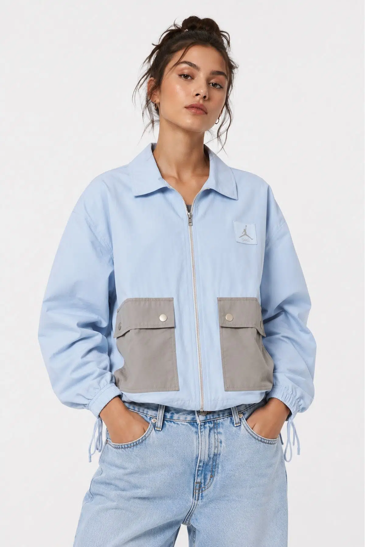 Nike Jordan Flight Woven Blue Jacket Loose Fit Bol Kesim Kısa Kadın Ceket Mavi