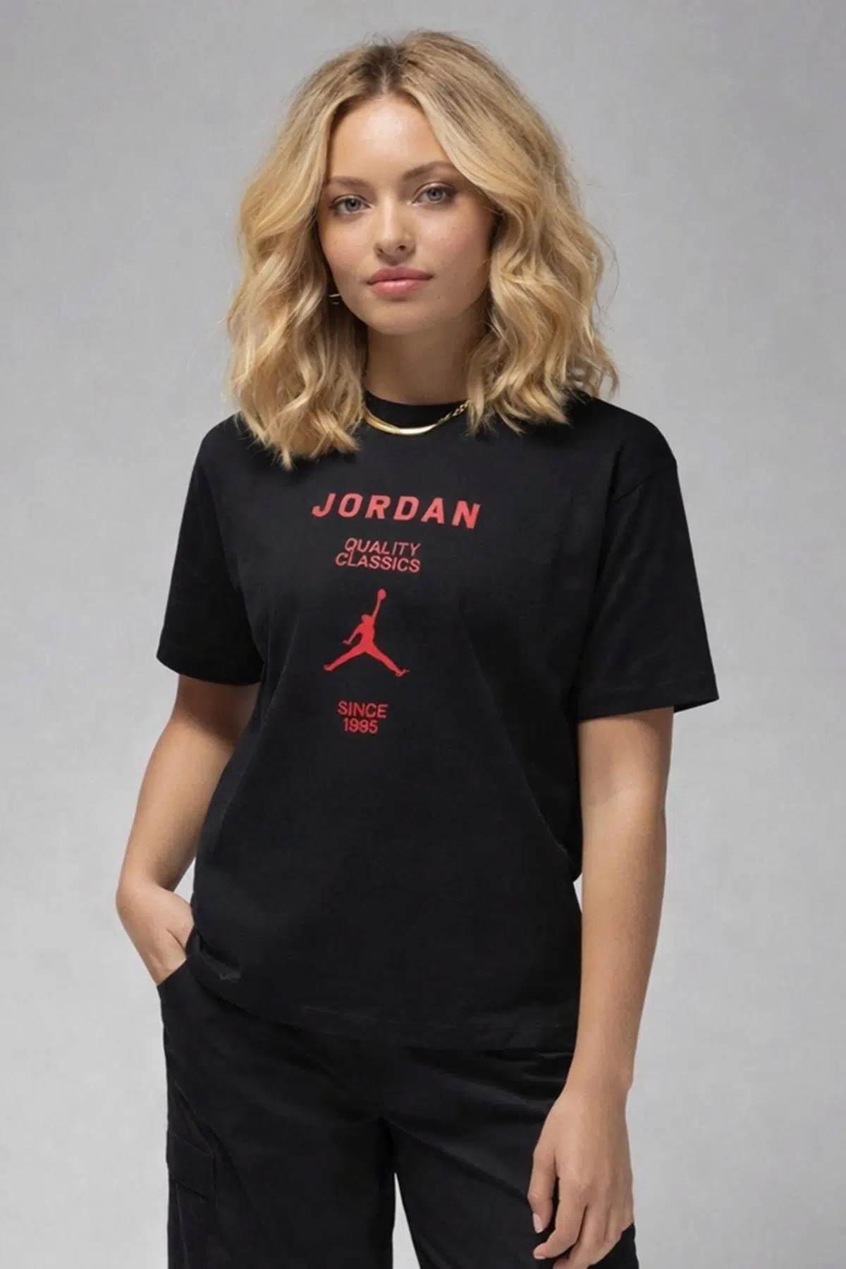 Nike Jordan Girlfriend Loose Fit Womens Tee Black Bol Kesim Kadın Günlük Tişört Siyah