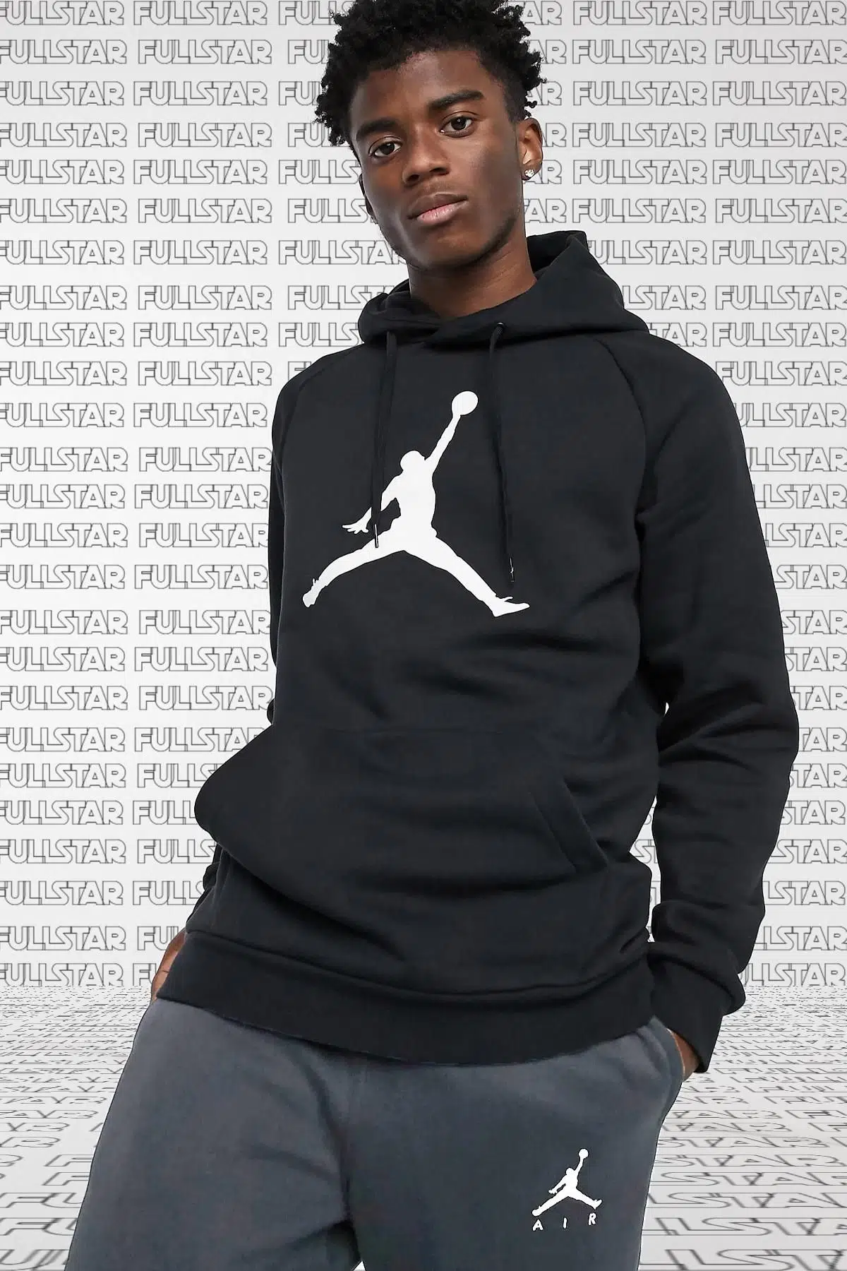 Nike Jordan Jumpman Big Logo Fleece Unisex Sweatshirt Kapüşonlu Sweatshirt Siyah 
