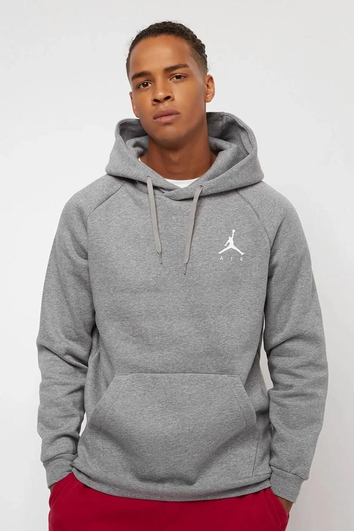 Nike Air Jordan Jumpman Fleece Pullover Hoodie Men's Grey Şardonlu Kapüşonlu Sweatshirt Gri
