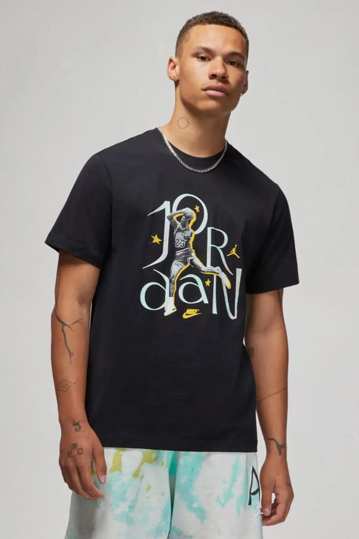 Nike Jordan Mens Tee Grafik Baskılı Pamuklu Erkek Tişört Siyah